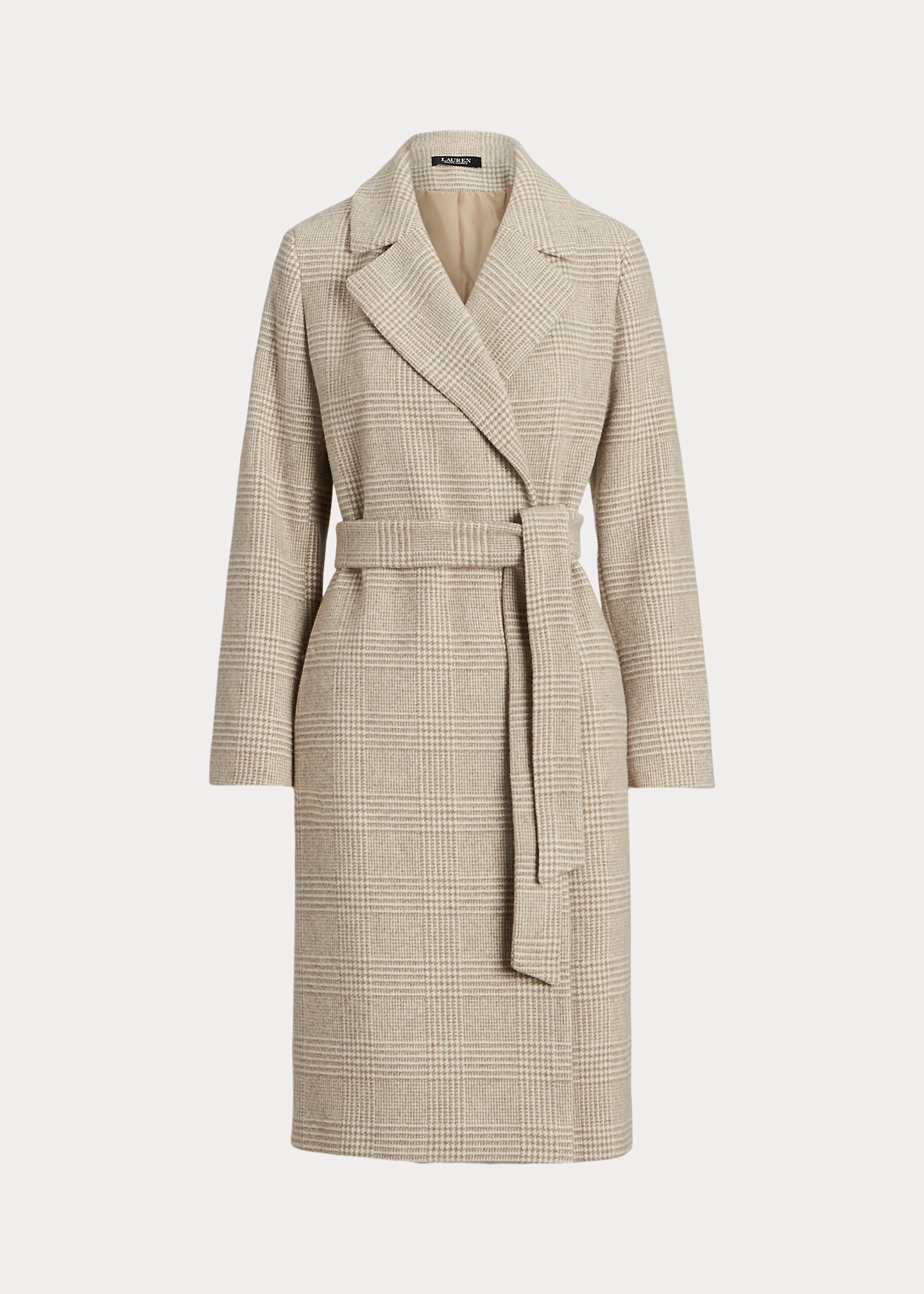 Glen Plaid Belted Wool-Blend Wrap Coat