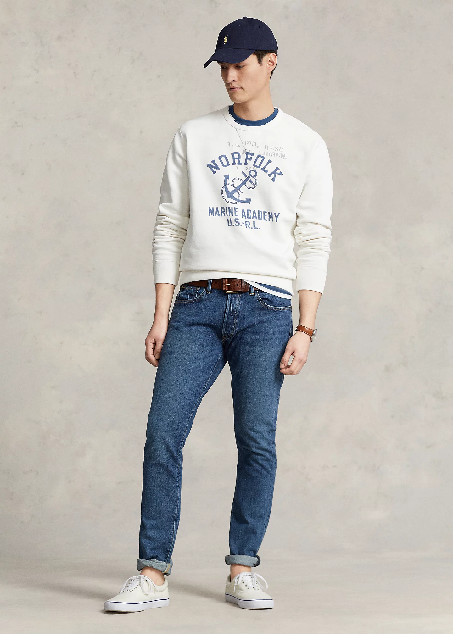 Anchor-Print Fleece Sweatshirt