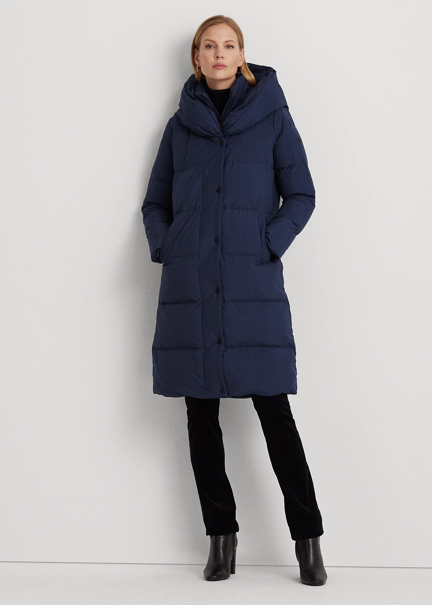 Oversize-Collar Quilted Down Coat