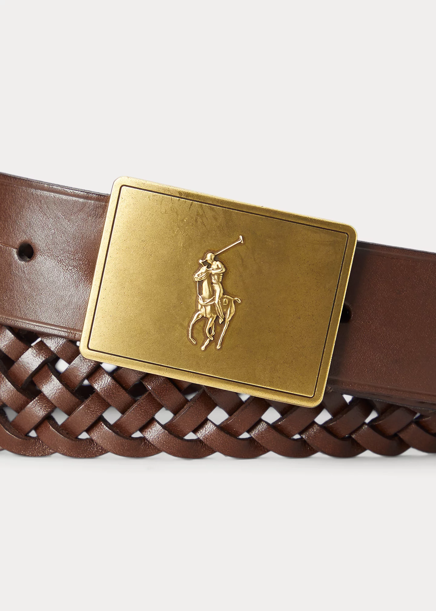 Pony Plaque Braided Leather Belt