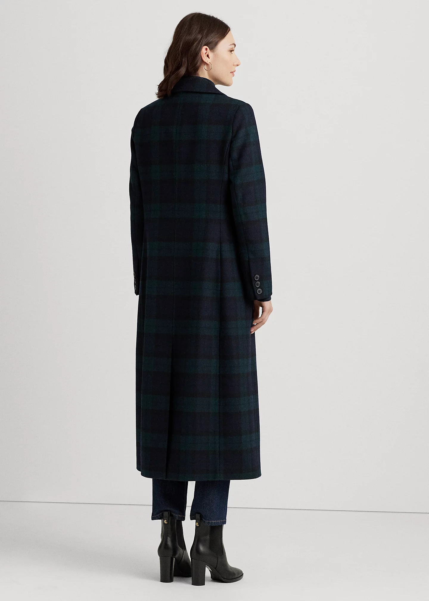 Black Watch Plaid Double-Breasted Coat