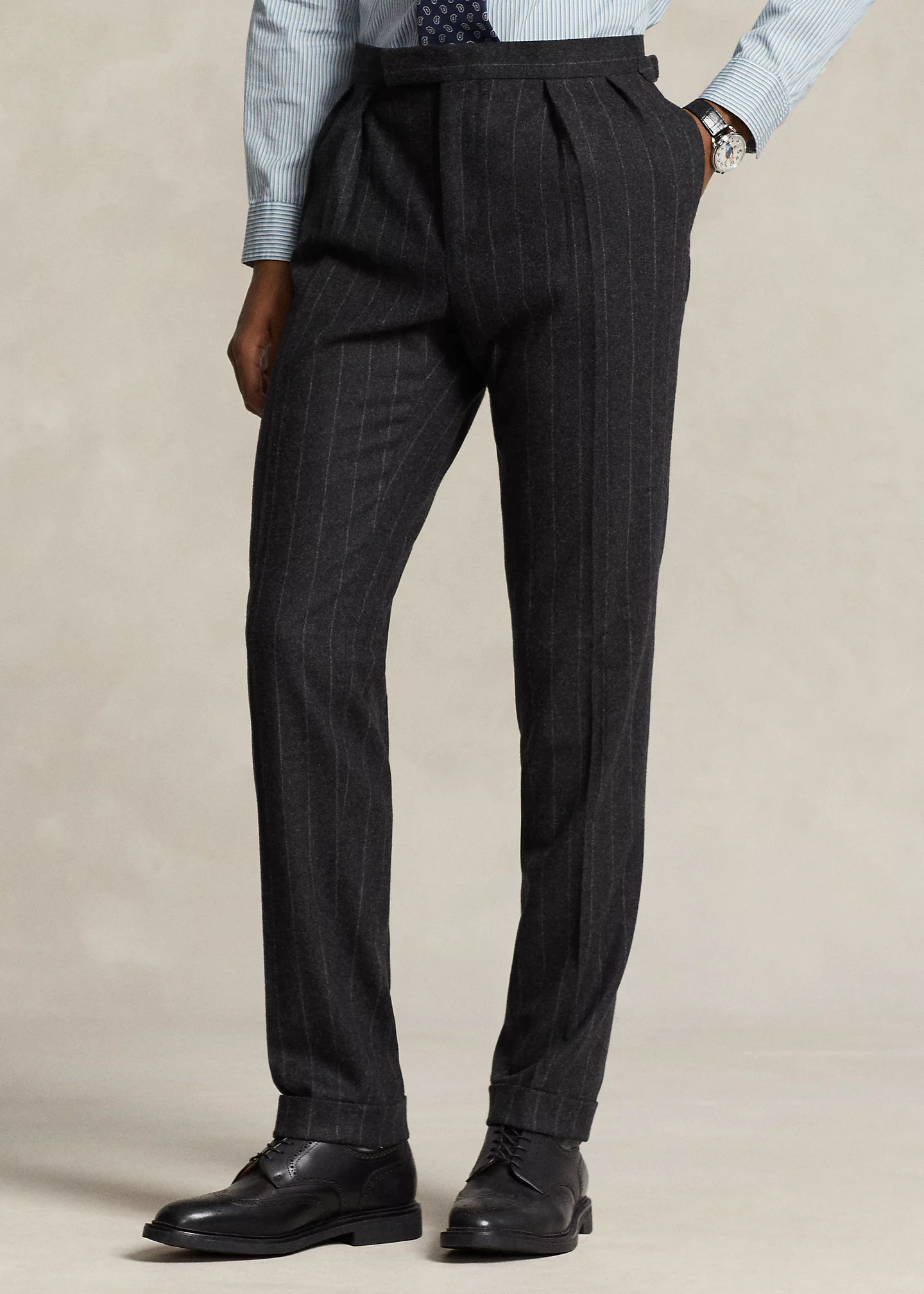 Polo Chalk-Stripe Wool Flannel Suit