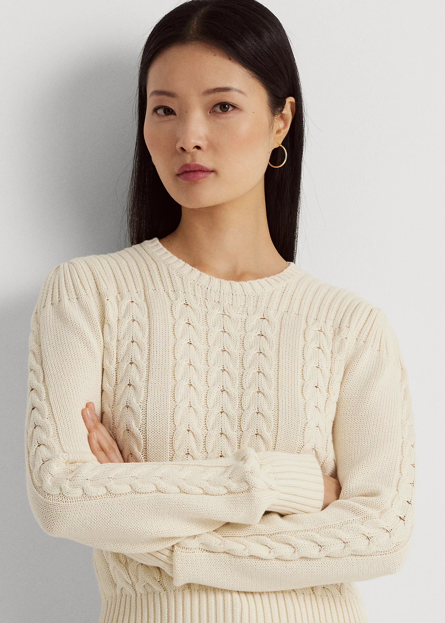 Cable-Knit Puff-Sleeve Sweater