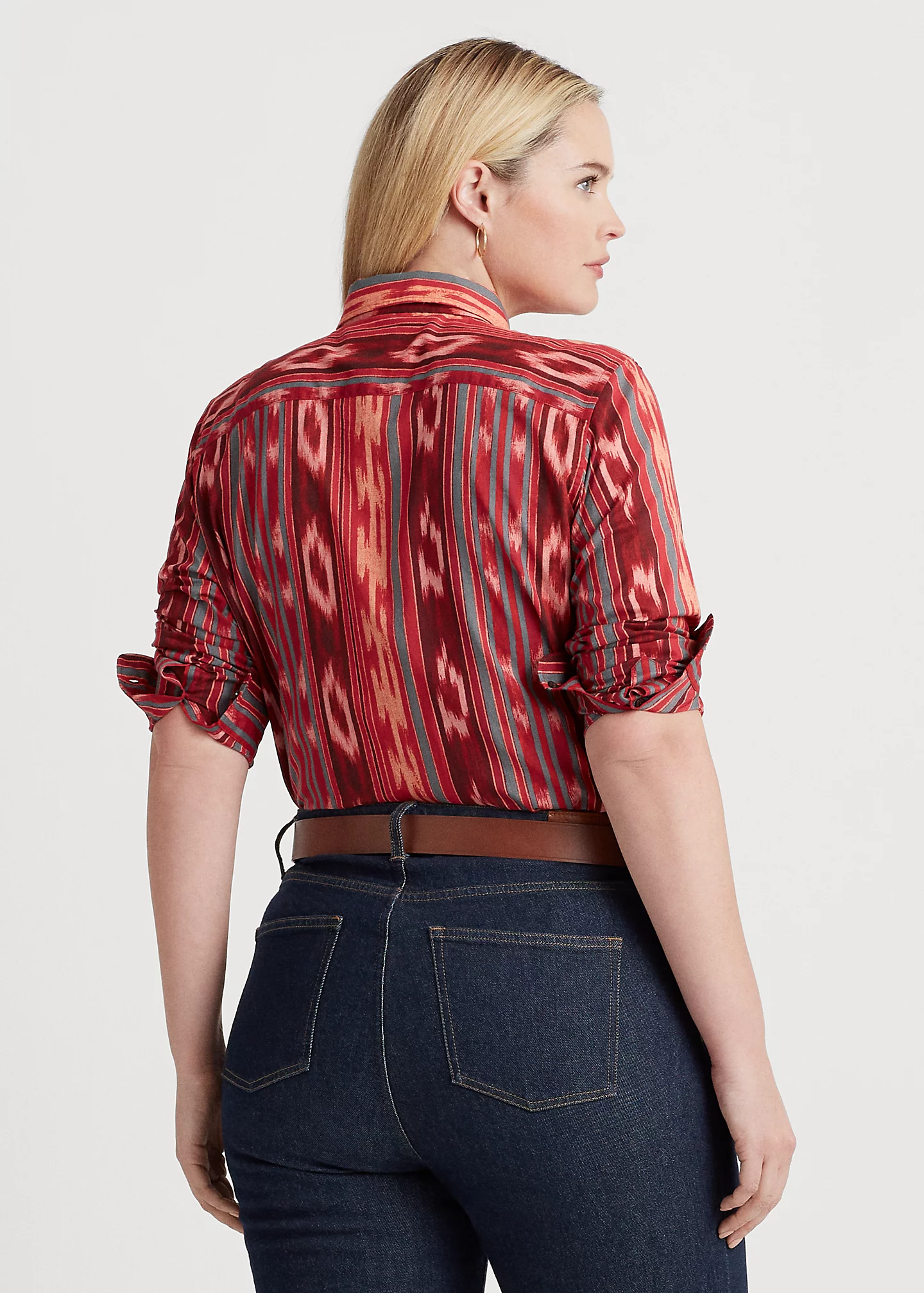 Geo-Striped Cotton Voile Shirt