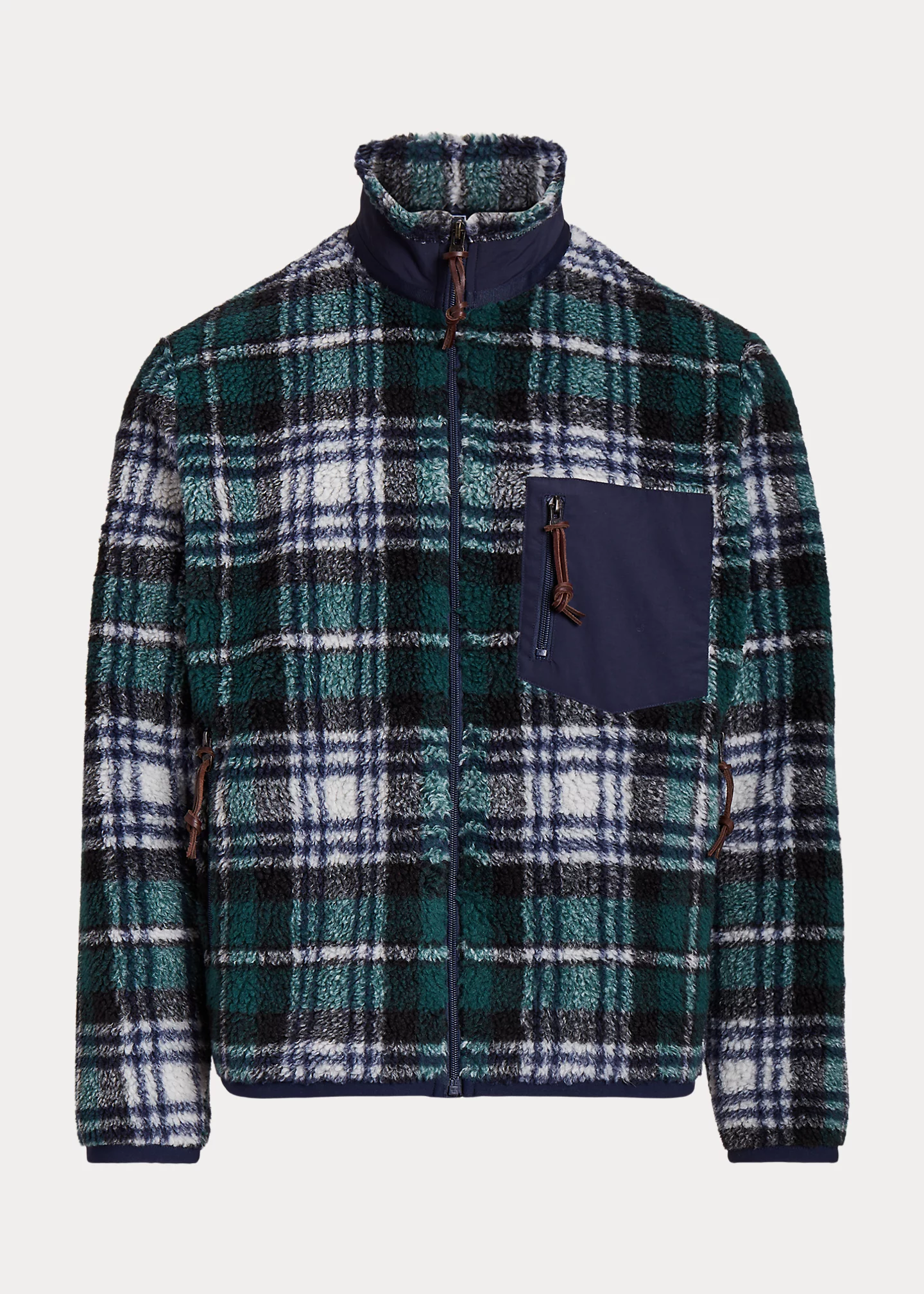 Plaid Pile Fleece Jacquard Jacket