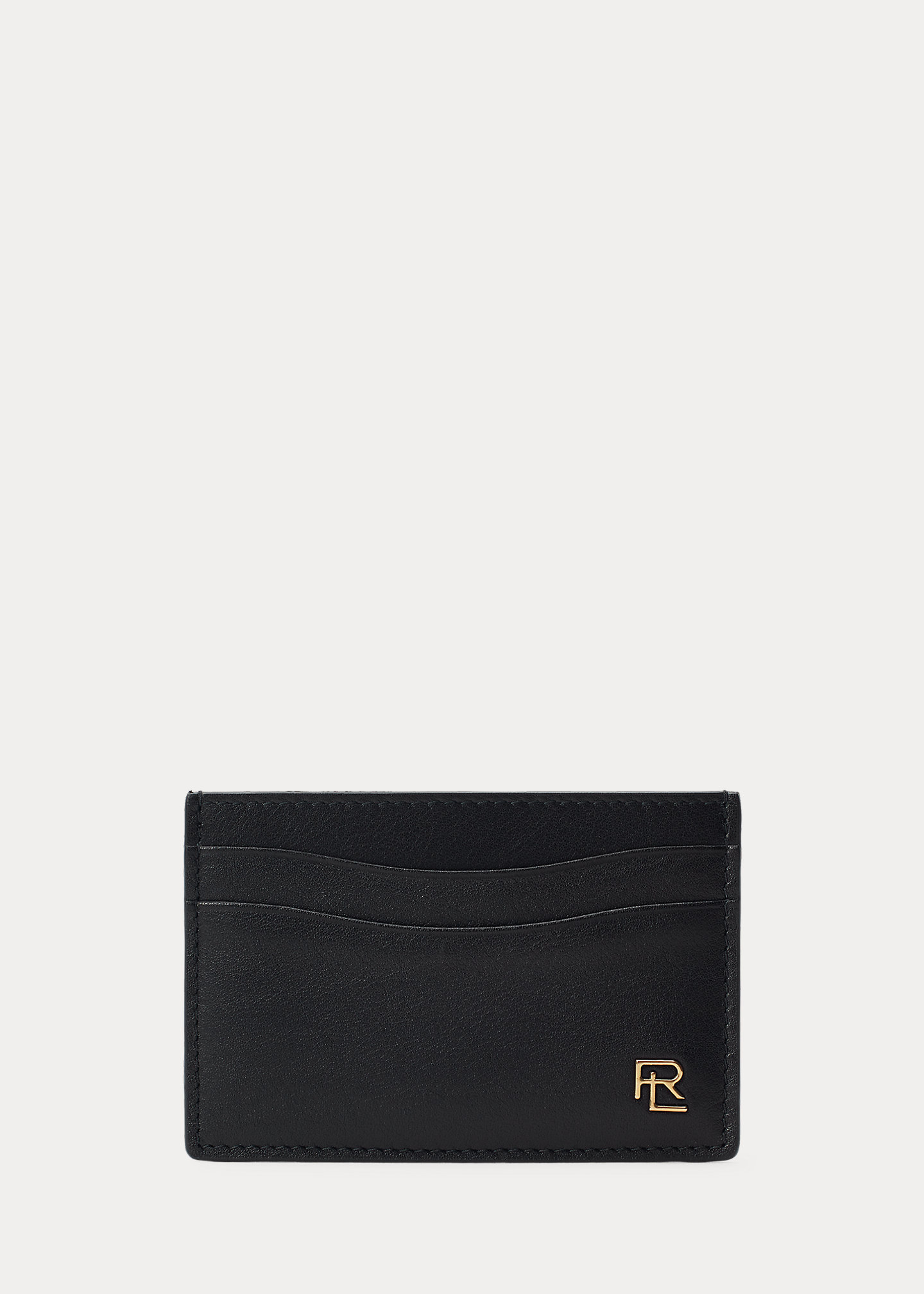 Metal-Plaque Leather Card Case