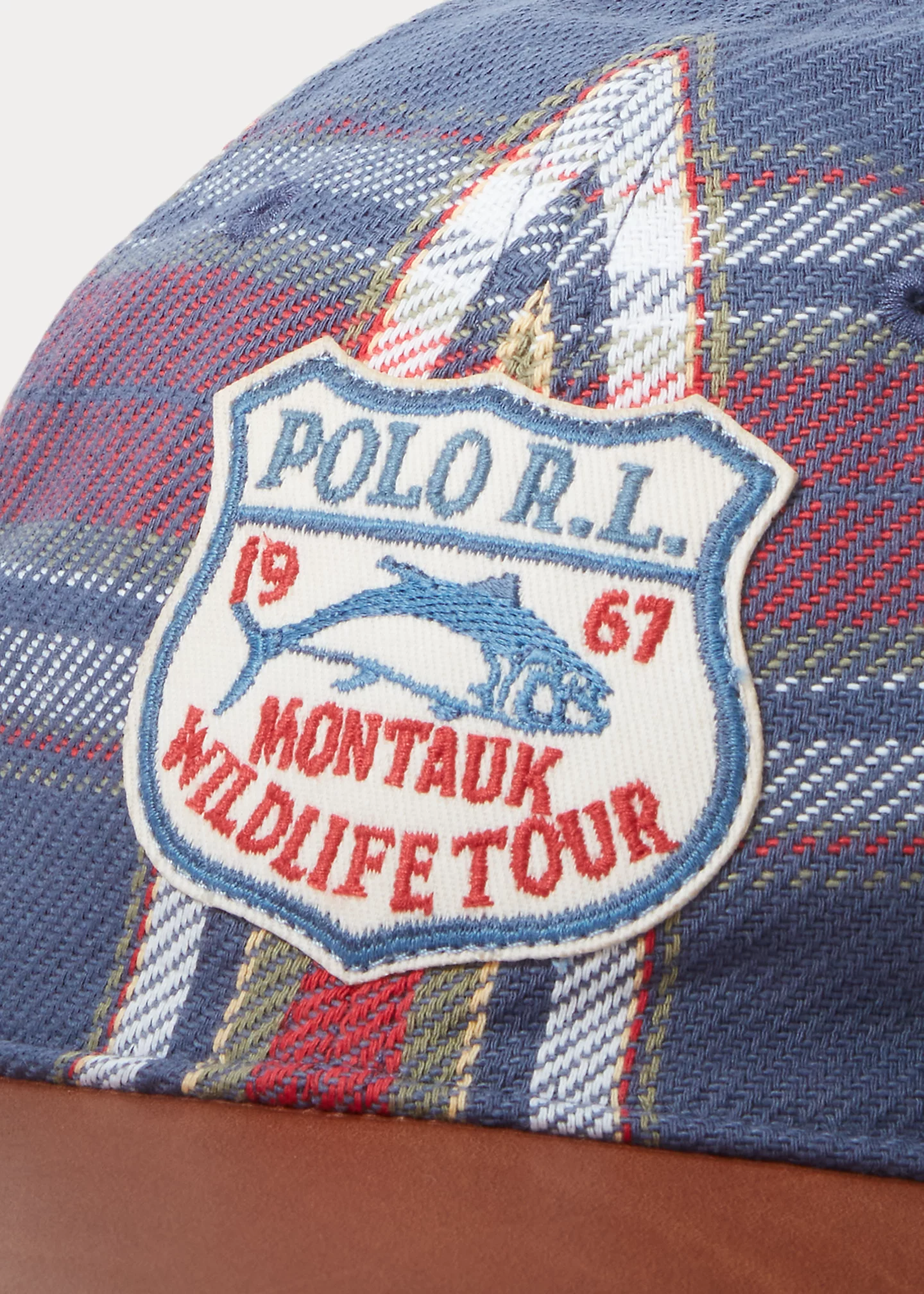 Leather-Bill Plaid Twill Cap