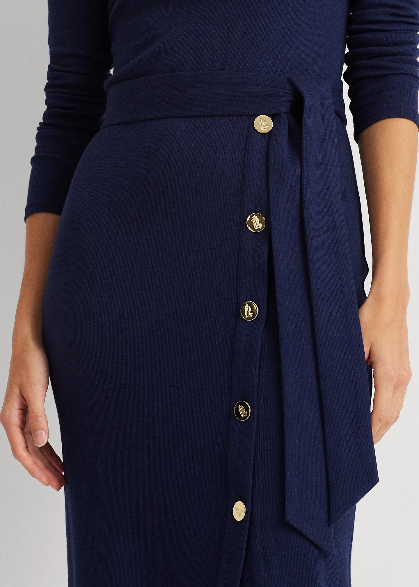 Belted Rib-Knit Dress