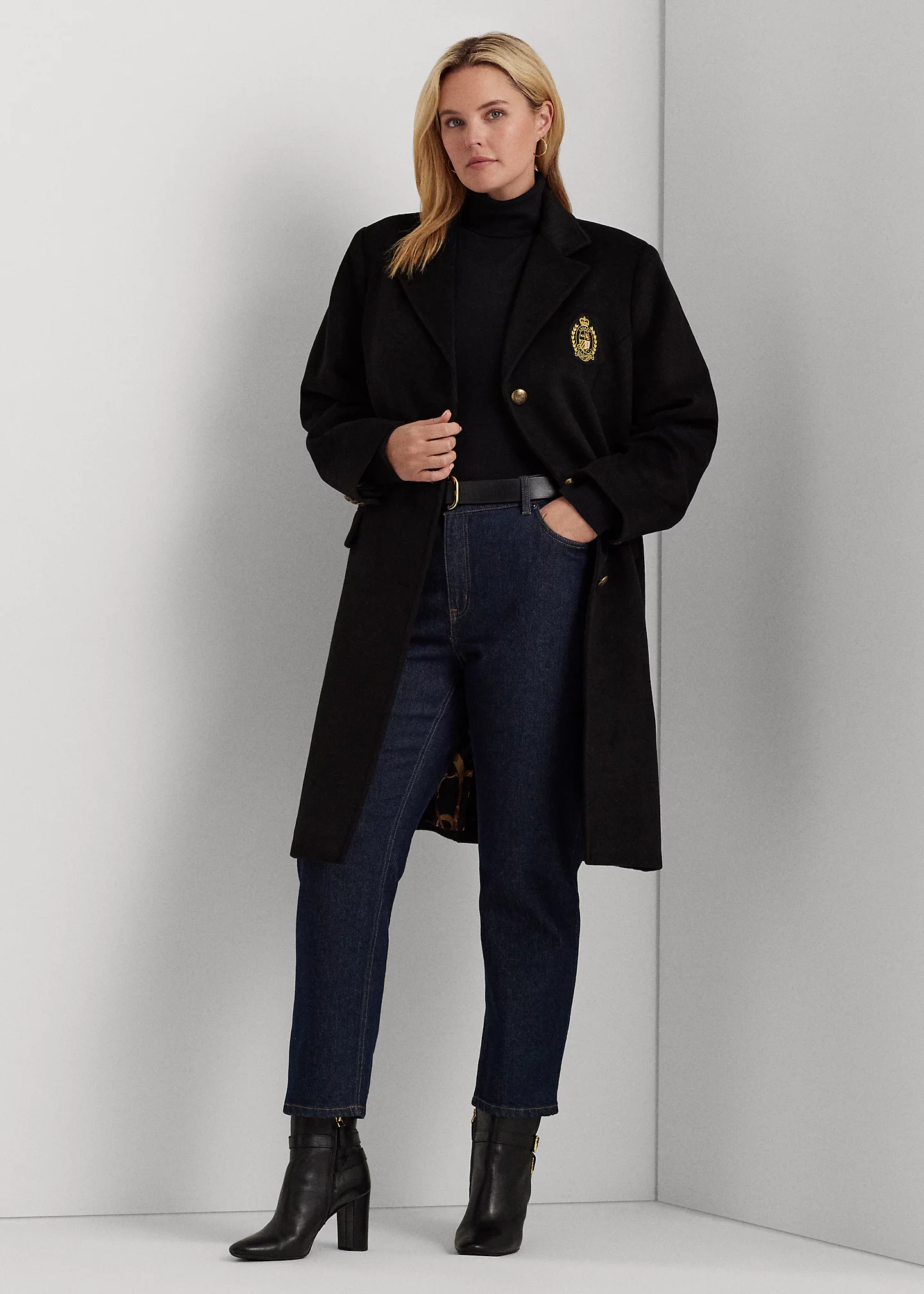 Crest-Patch Wool-Blend Coat