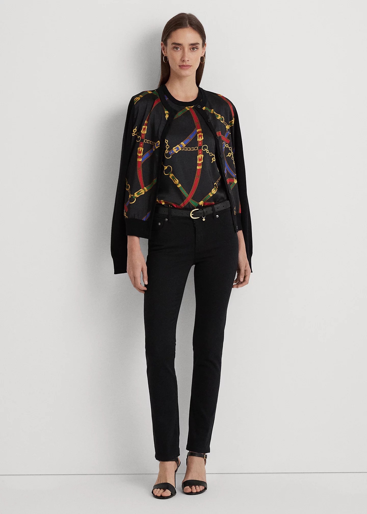 Belting-Print Twill & Jersey Tank Top