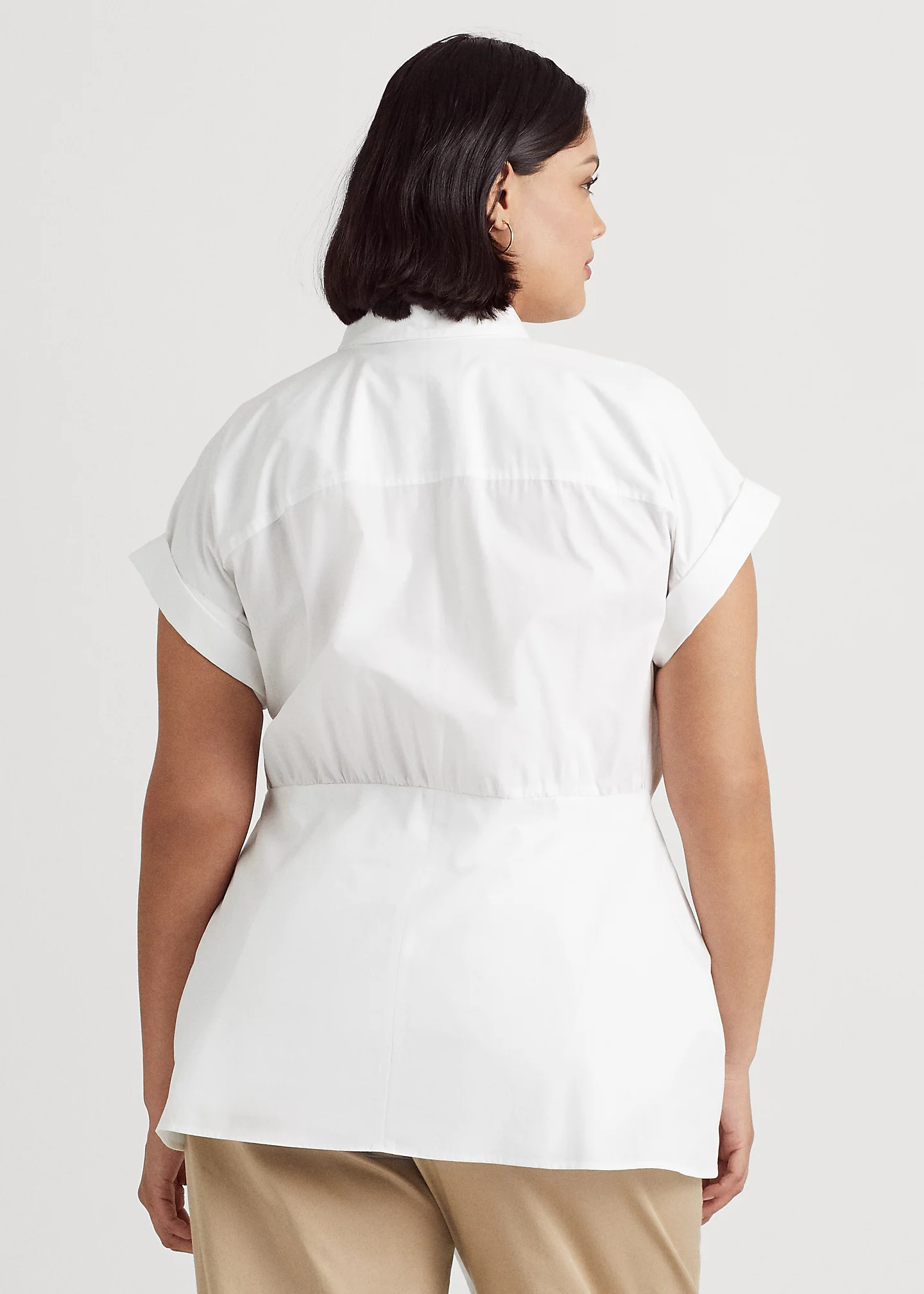 Tie-Front Cotton Broadcloth Shirt