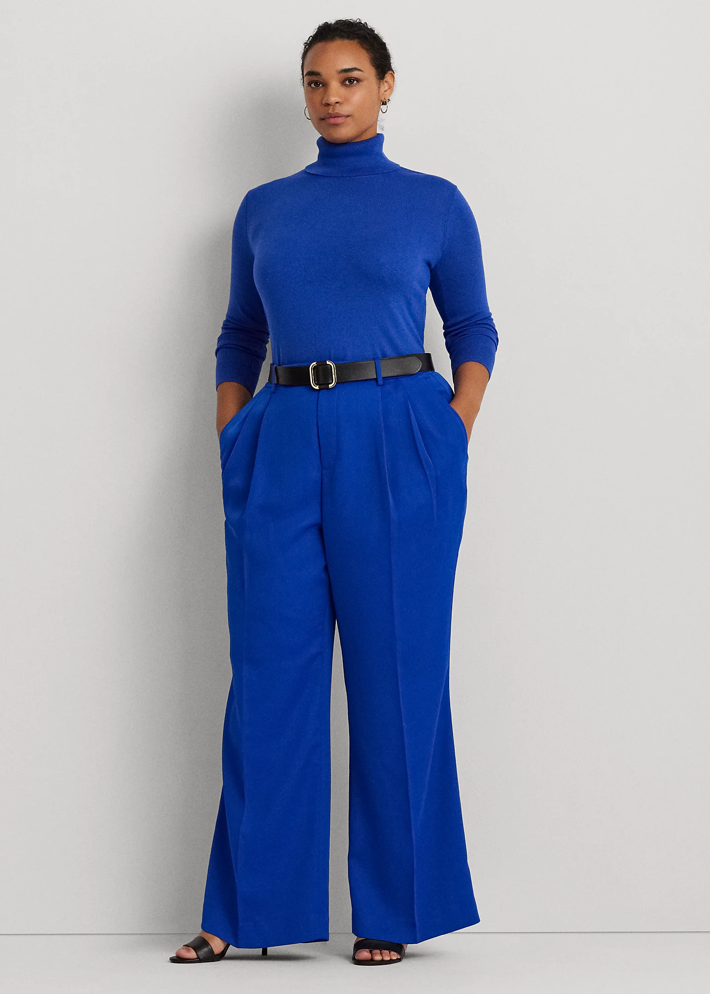 Pleated Satin Crepe Wide-Leg Pant