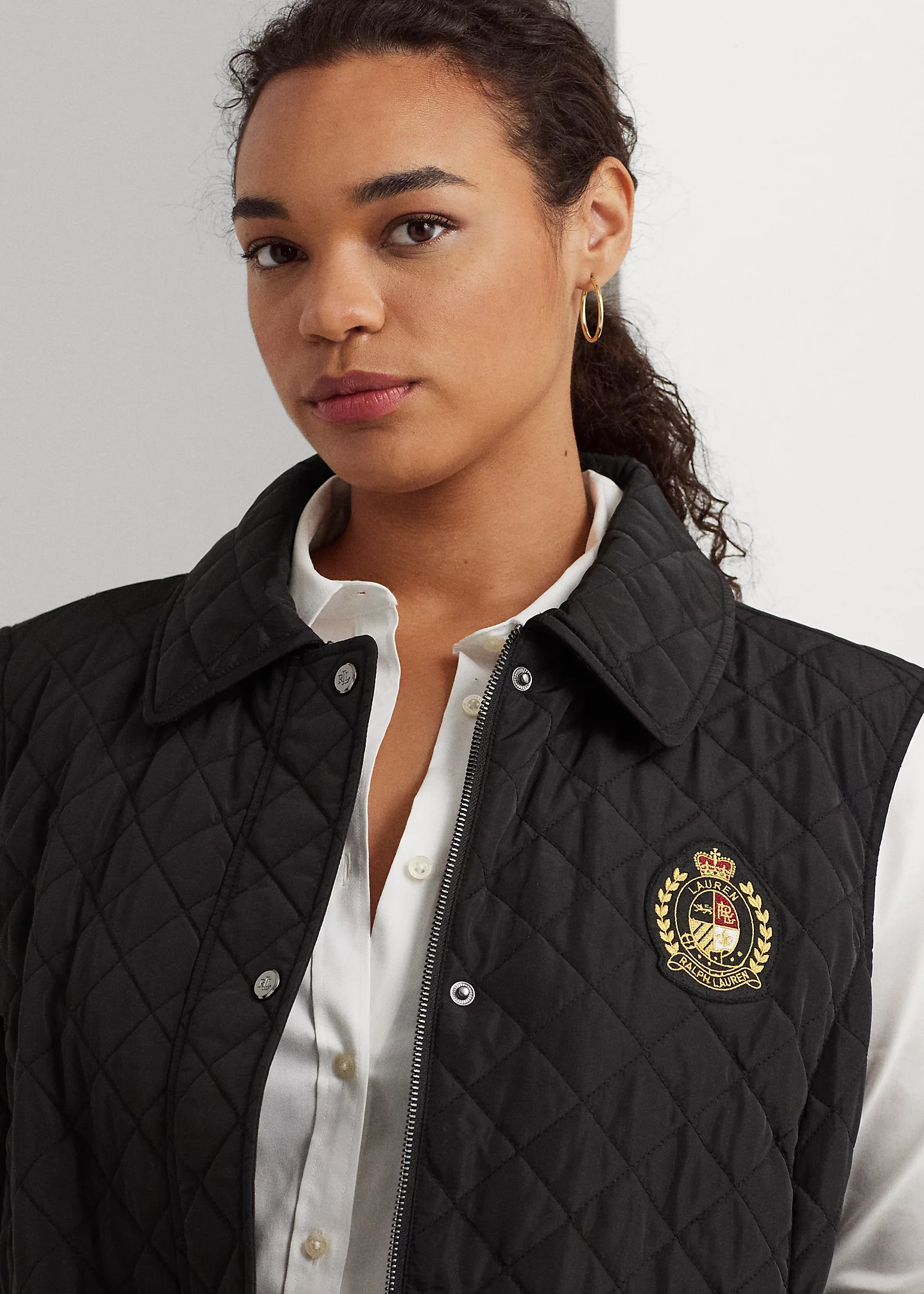 Crest-Patch Diamond-Quilted Vest