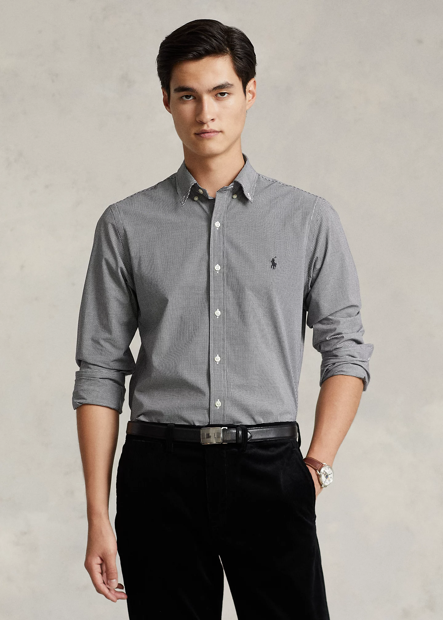 Classic Fit Gingham Stretch Poplin Shirt