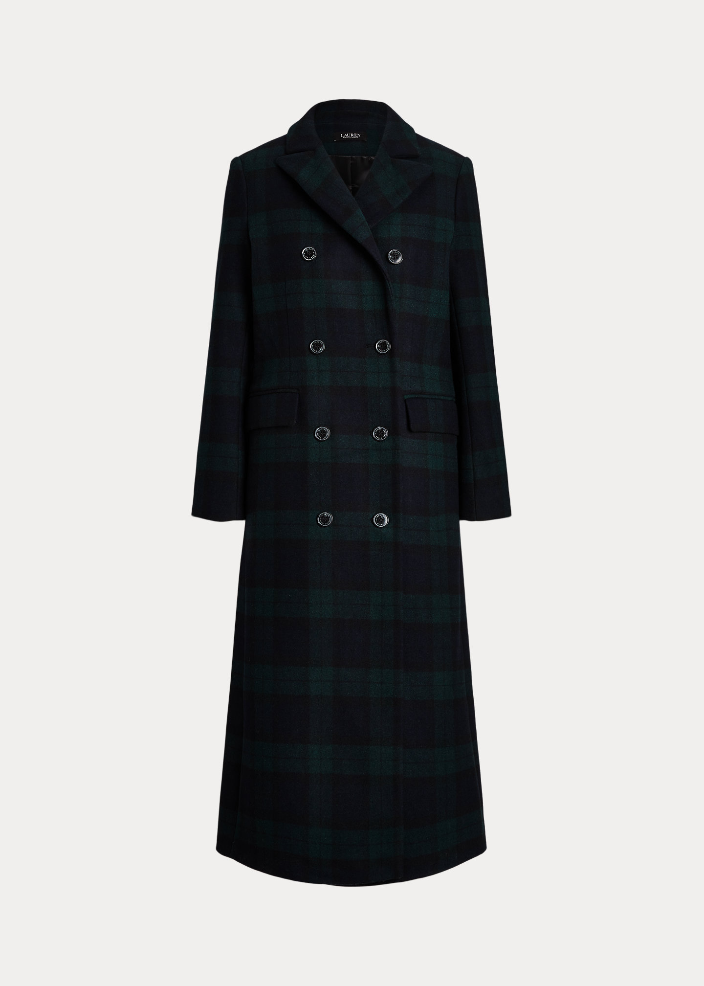 Black Watch Plaid Double-Breasted Coat