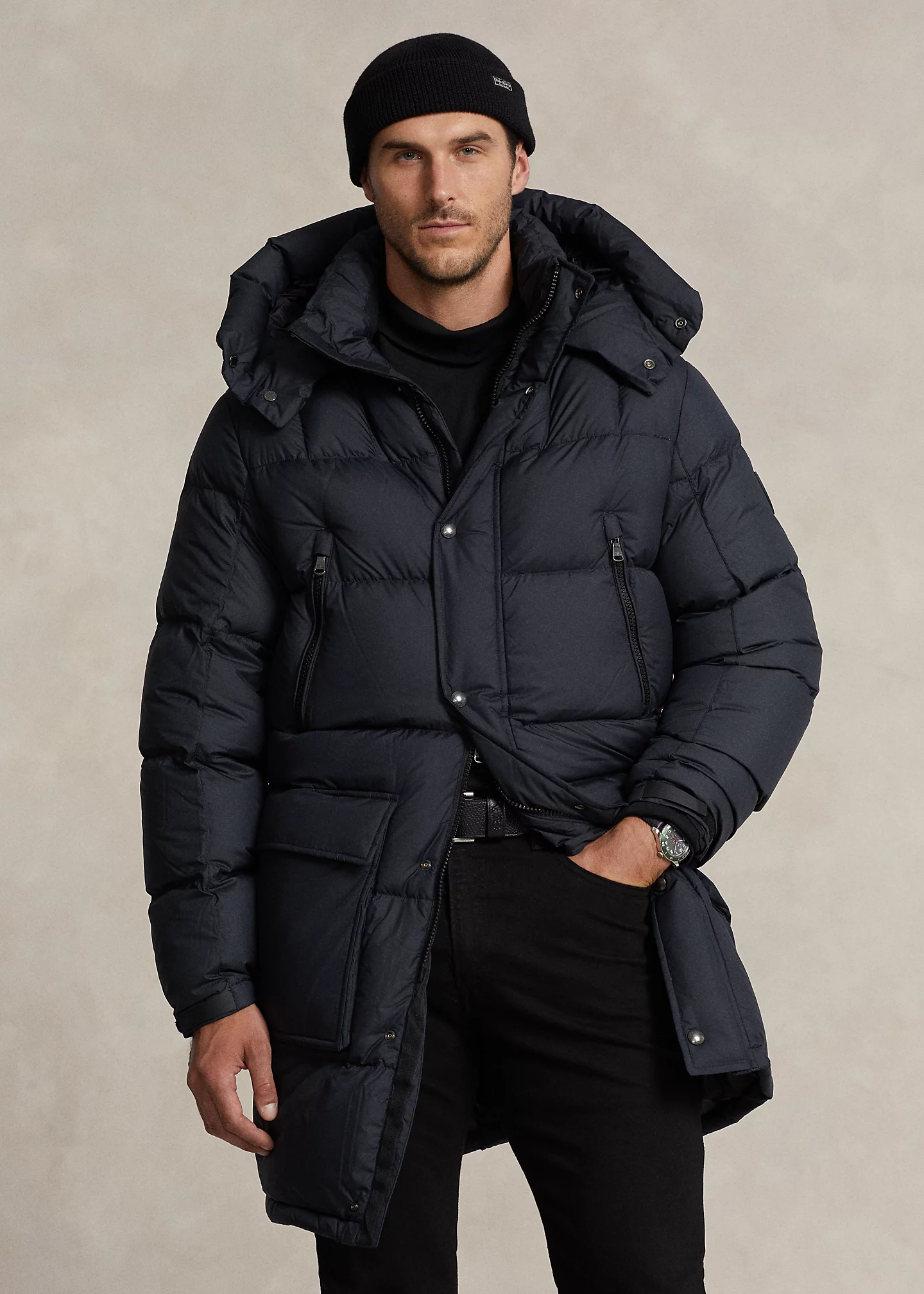 Water-Repellent Down Hooded Coat