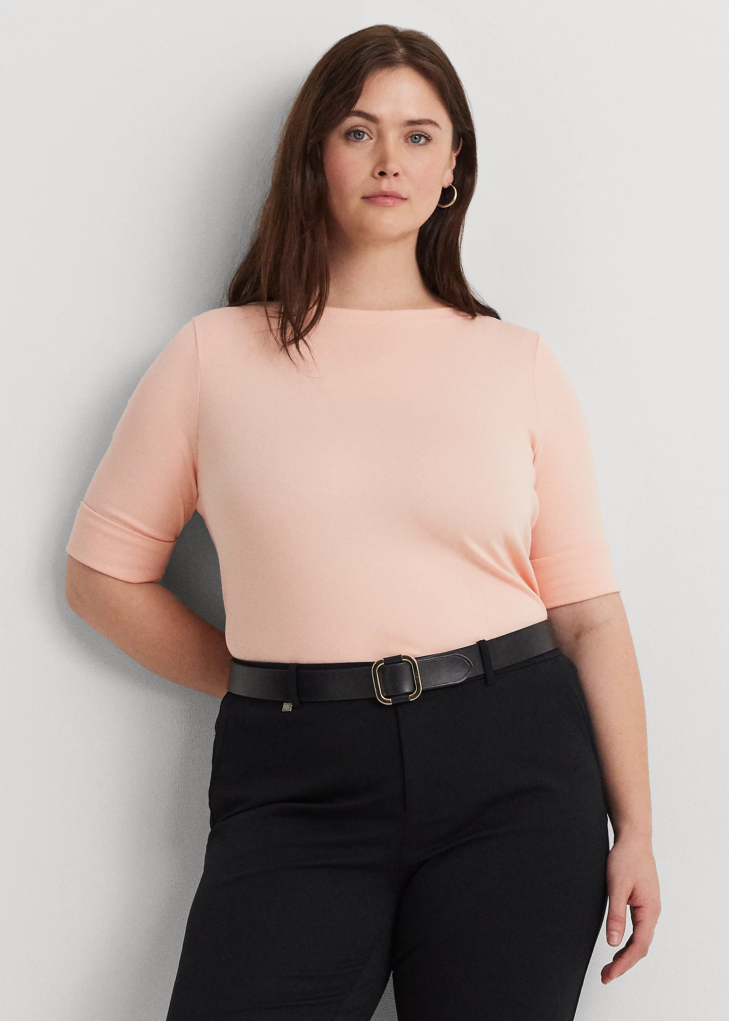 Stretch Cotton Boatneck Top
