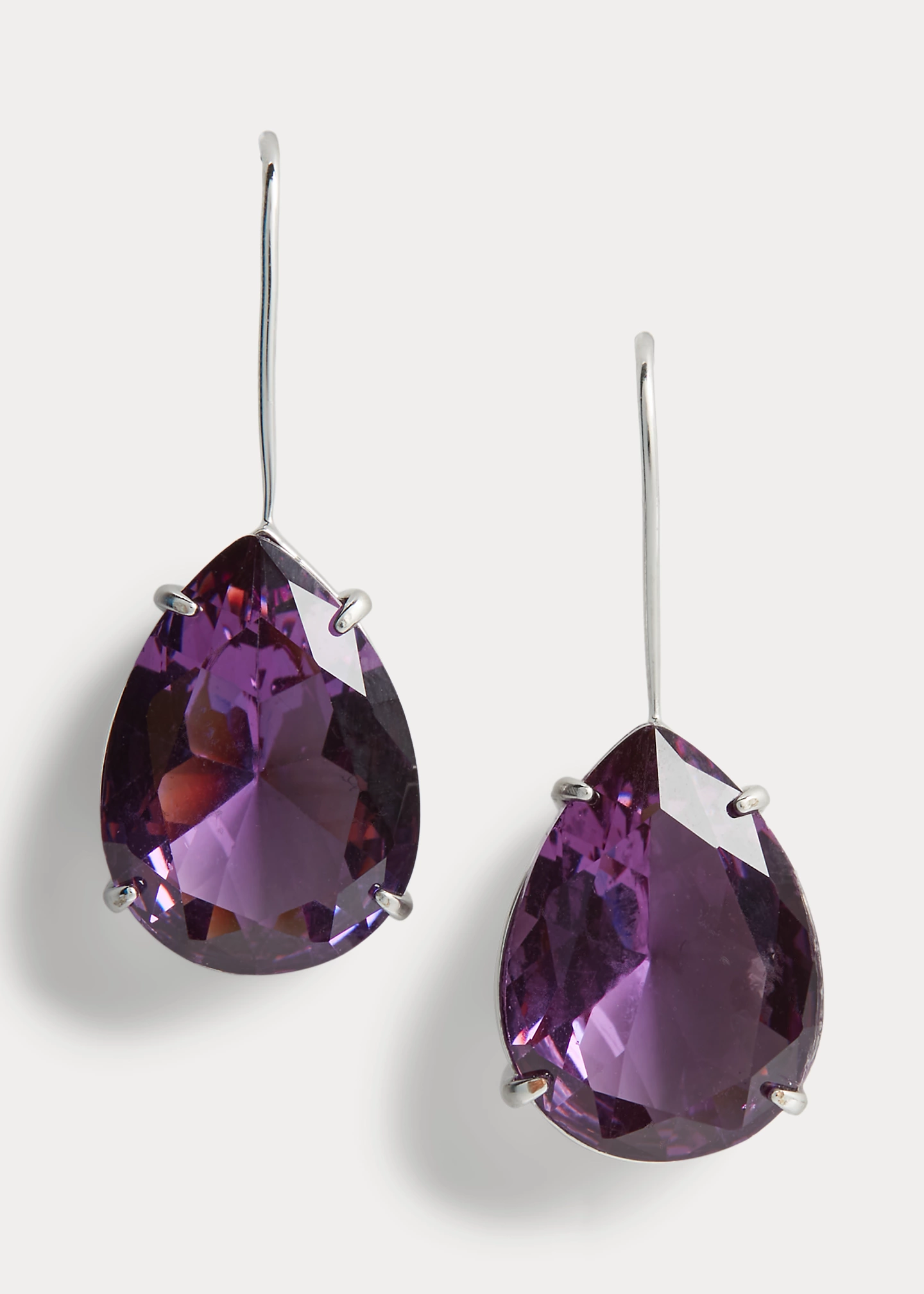 Silver-Tone Teardrop Stone Earrings