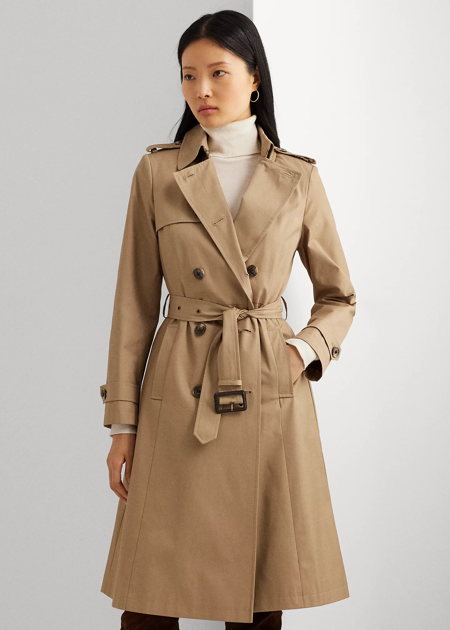 Double-Breasted Cotton-Blend Trench Coat