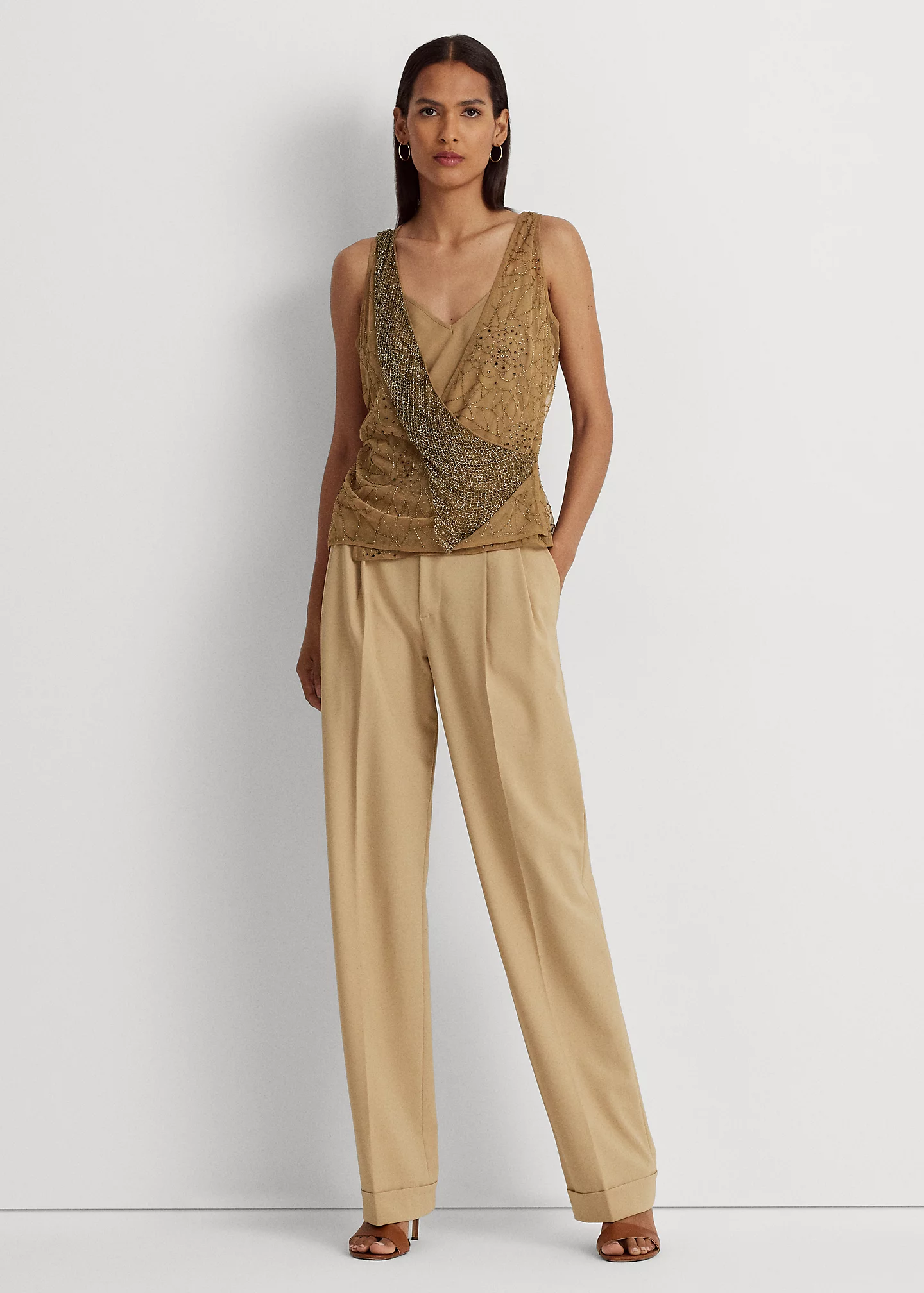 Beaded Tulle Sleeveless Blouse