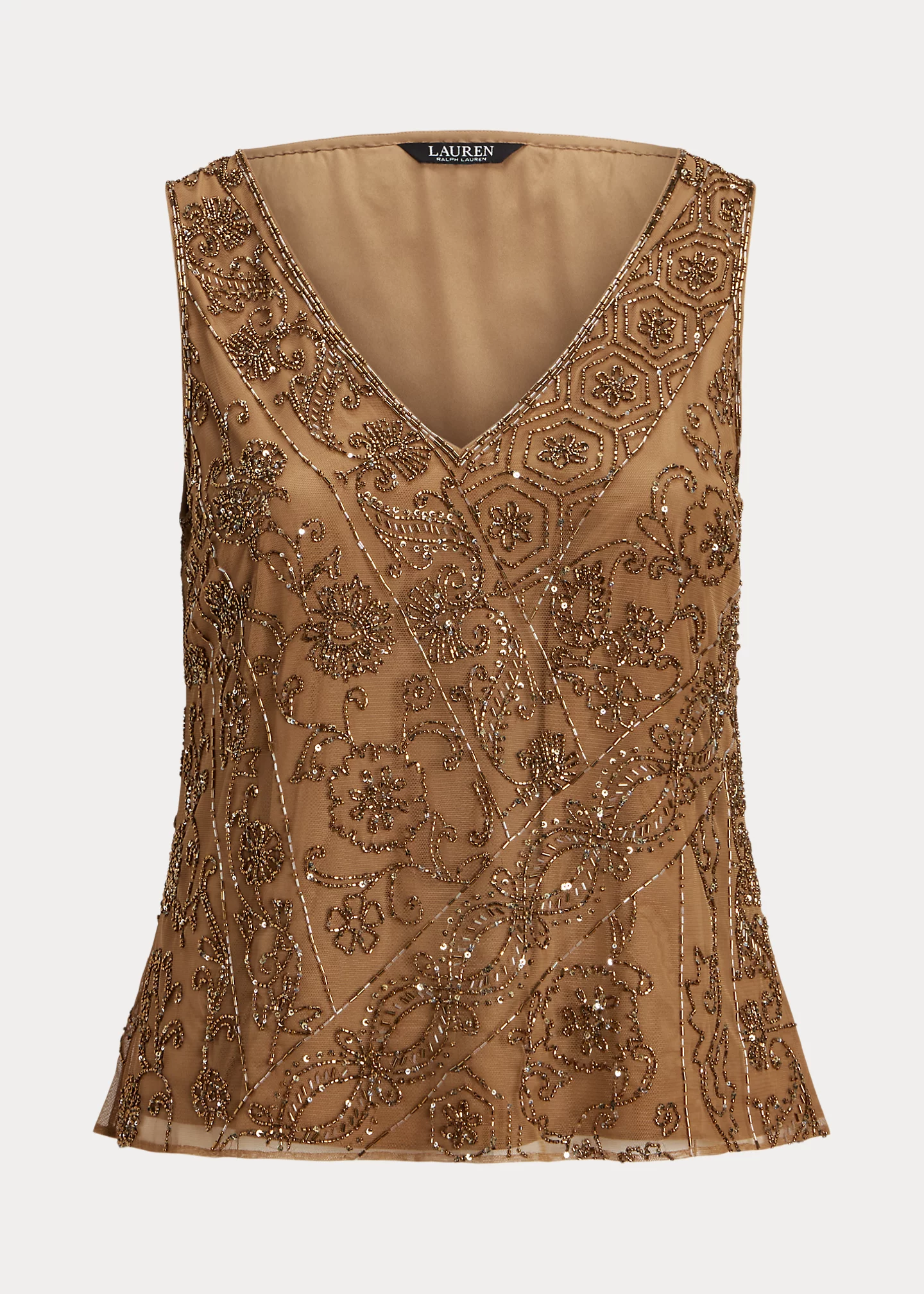 Beaded Mesh Sleeveless Blouse