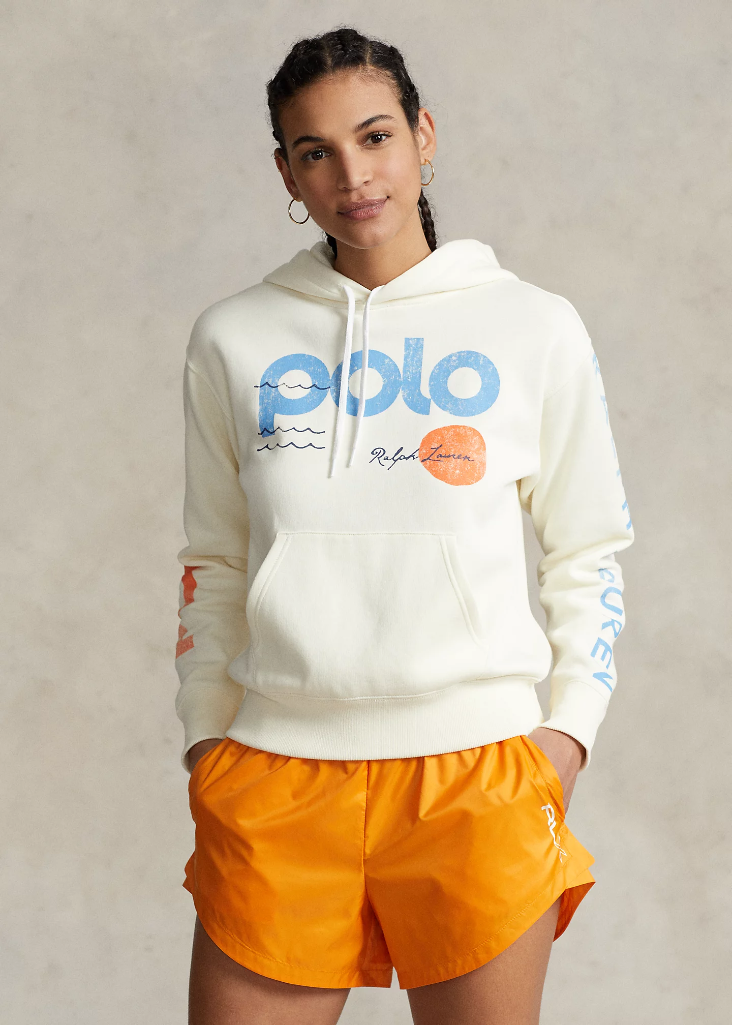 Logo & Wave Graphic Fleece Hoodie