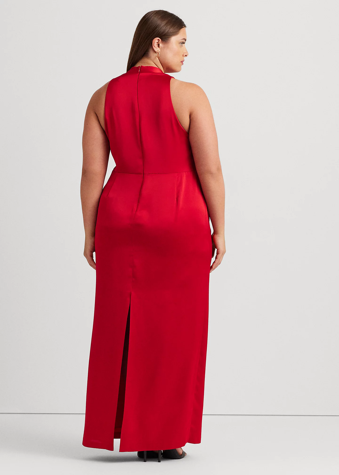 Pleated Satin Charmeuse Halter Gown