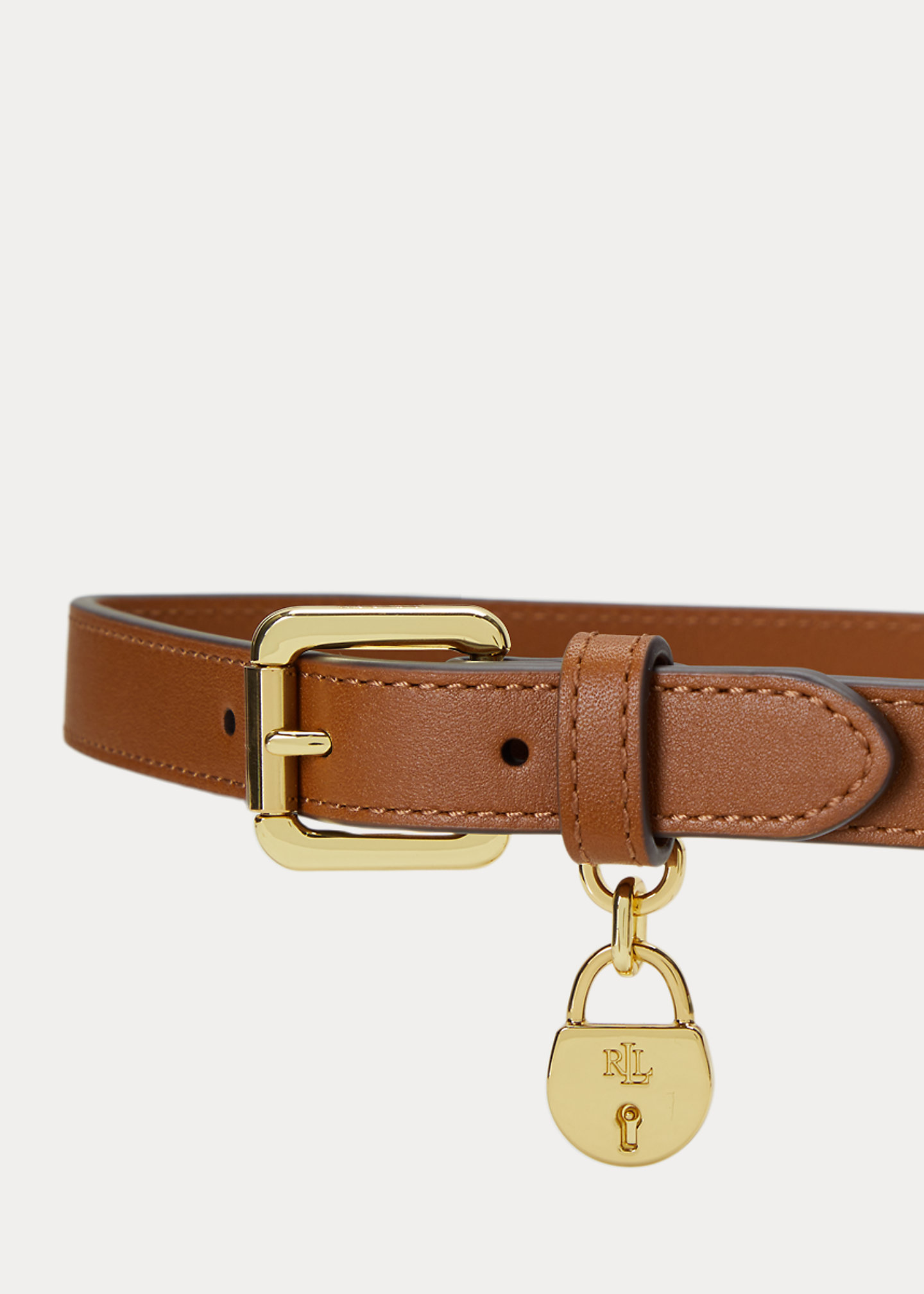 Leather Double-Buckle Skinny Belt