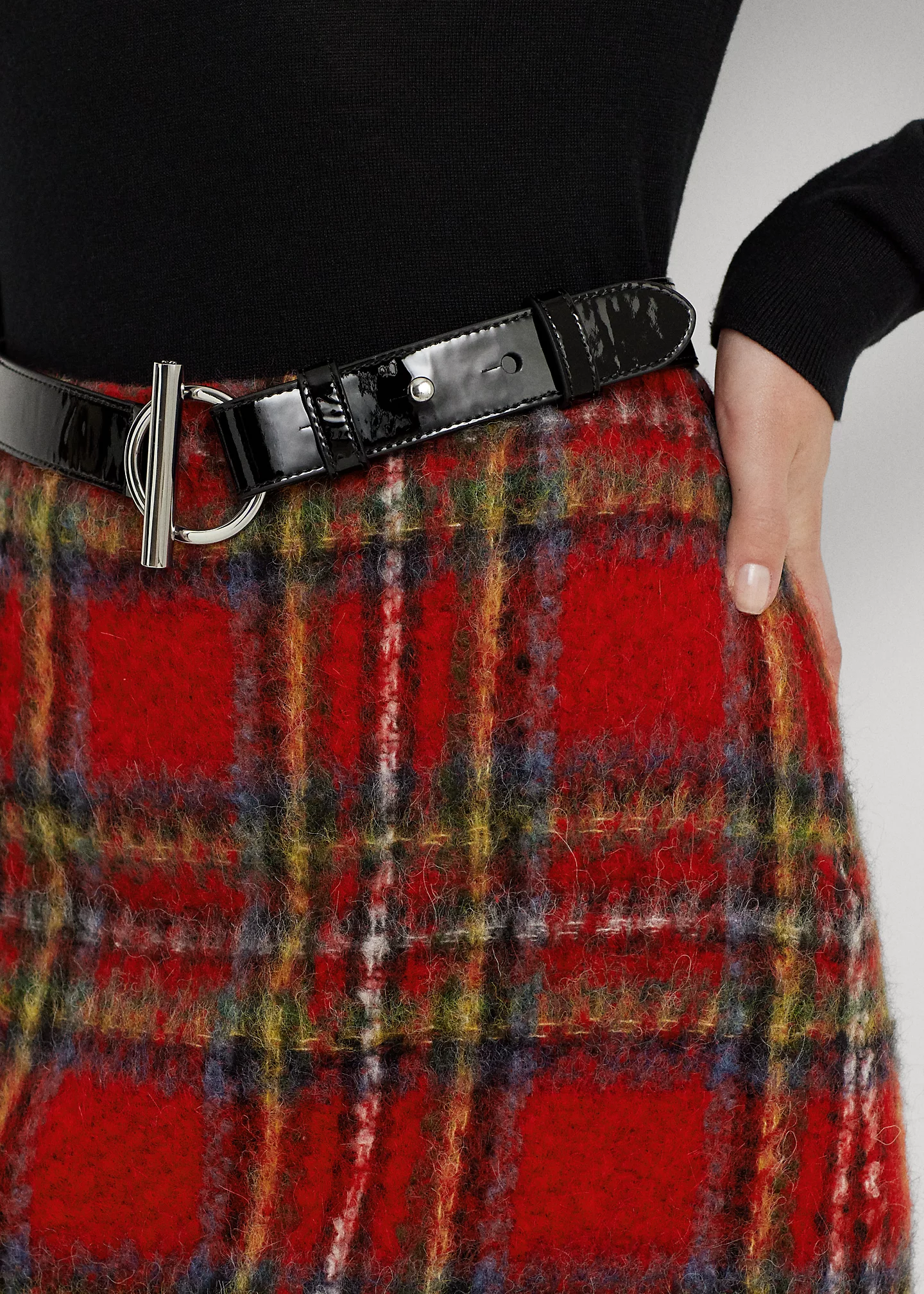 Plaid Mohair Pencil Miniskirt