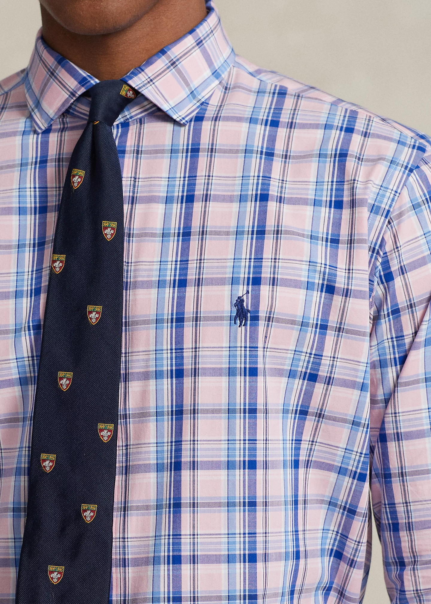 Classic Fit Plaid Stretch Poplin Shirt