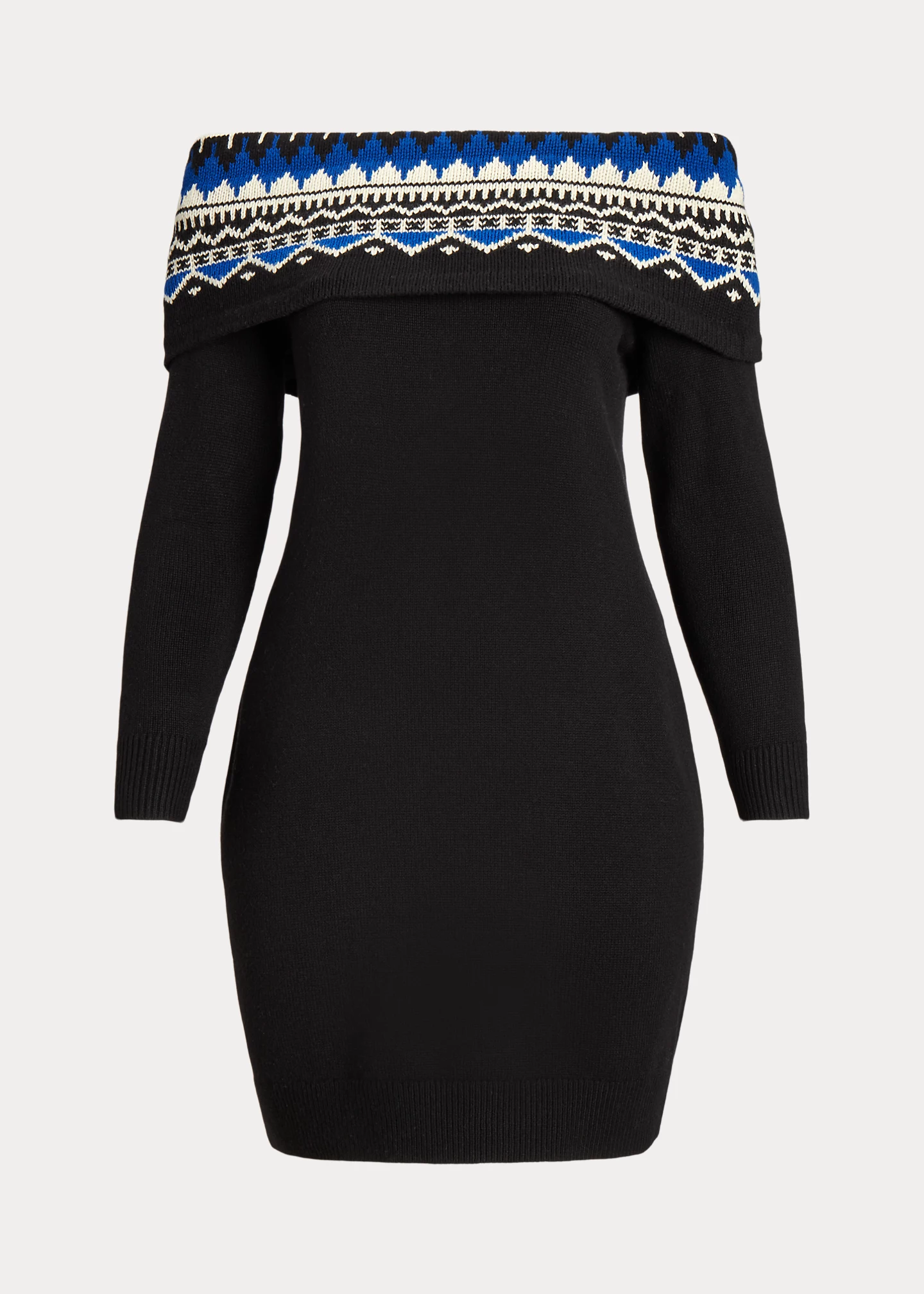 Fair Isle Off-the-Shoulder Sweater Dress