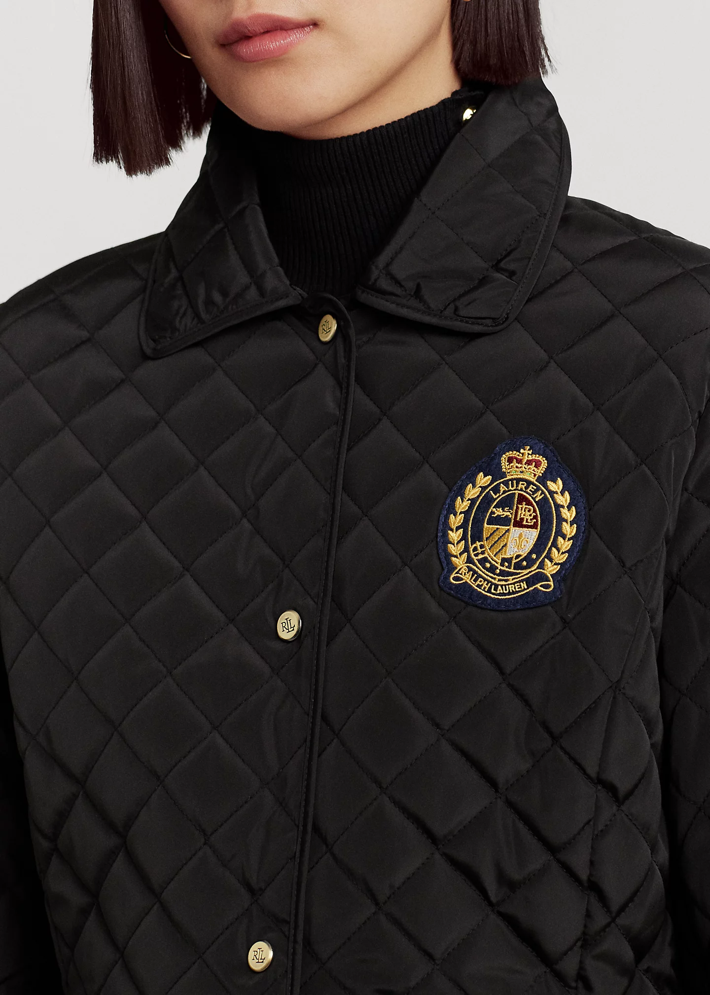 Crest-Patch Diamond-Quilted Jacket