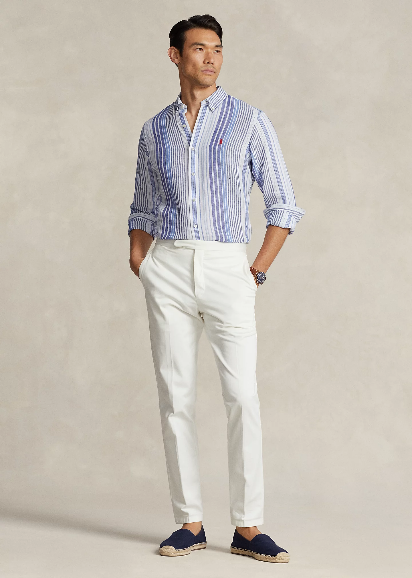 Classic Fit Striped Linen Shirt