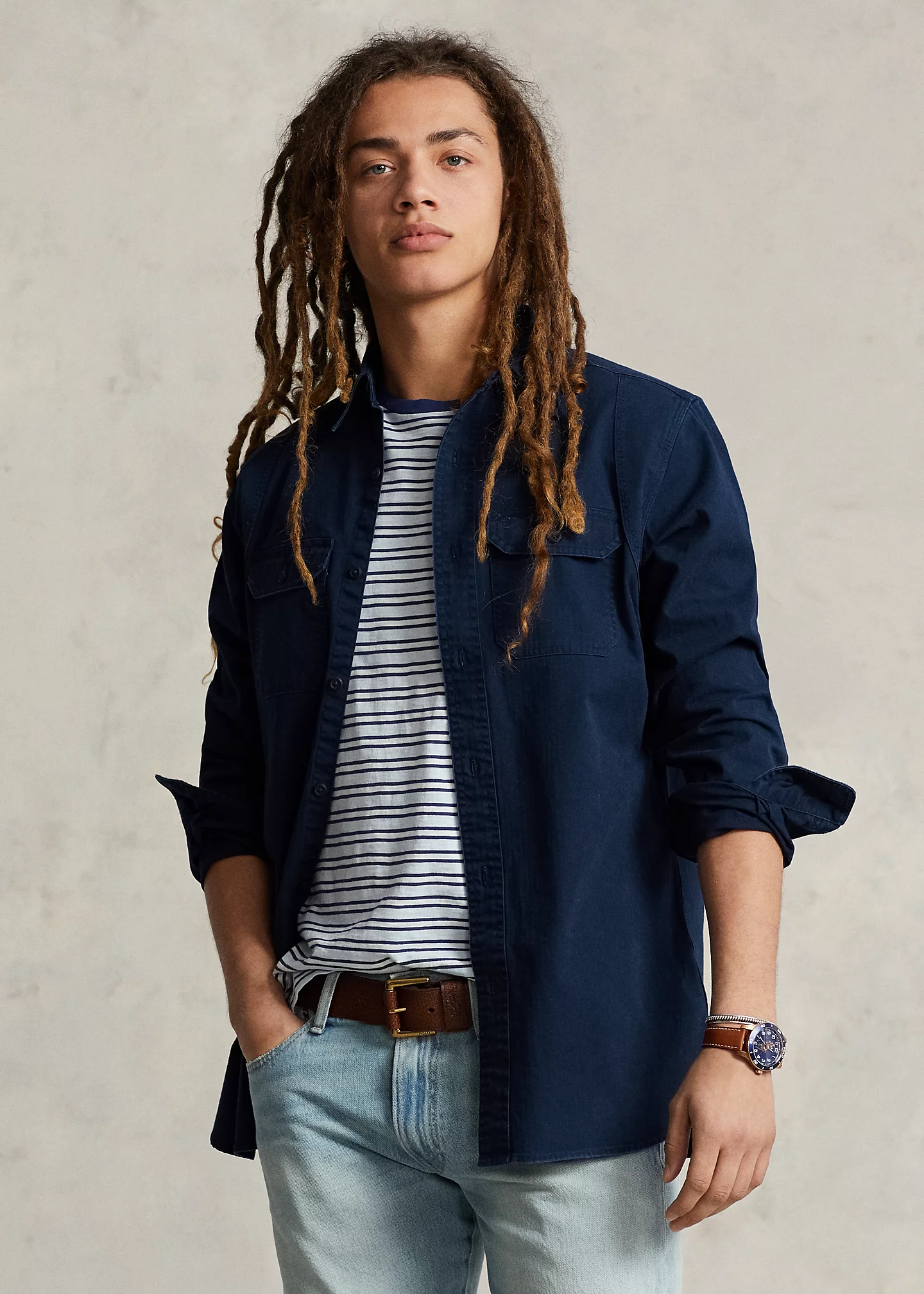 Classic Fit Herringbone Chino Workshirt