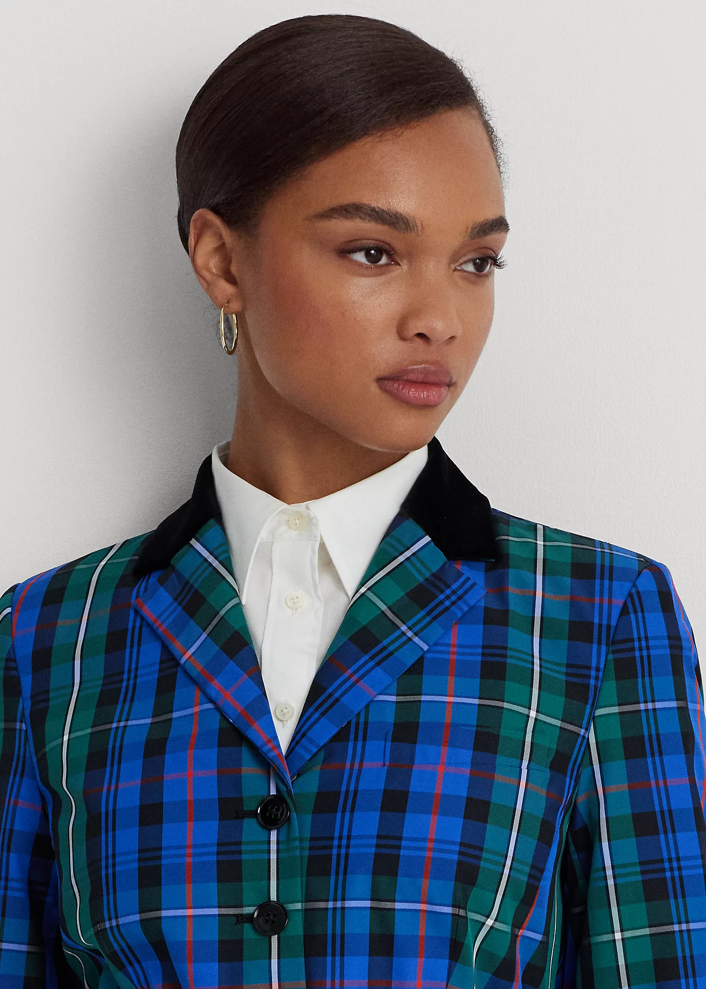 Checked Plaid Taffeta Peplum Jacket
