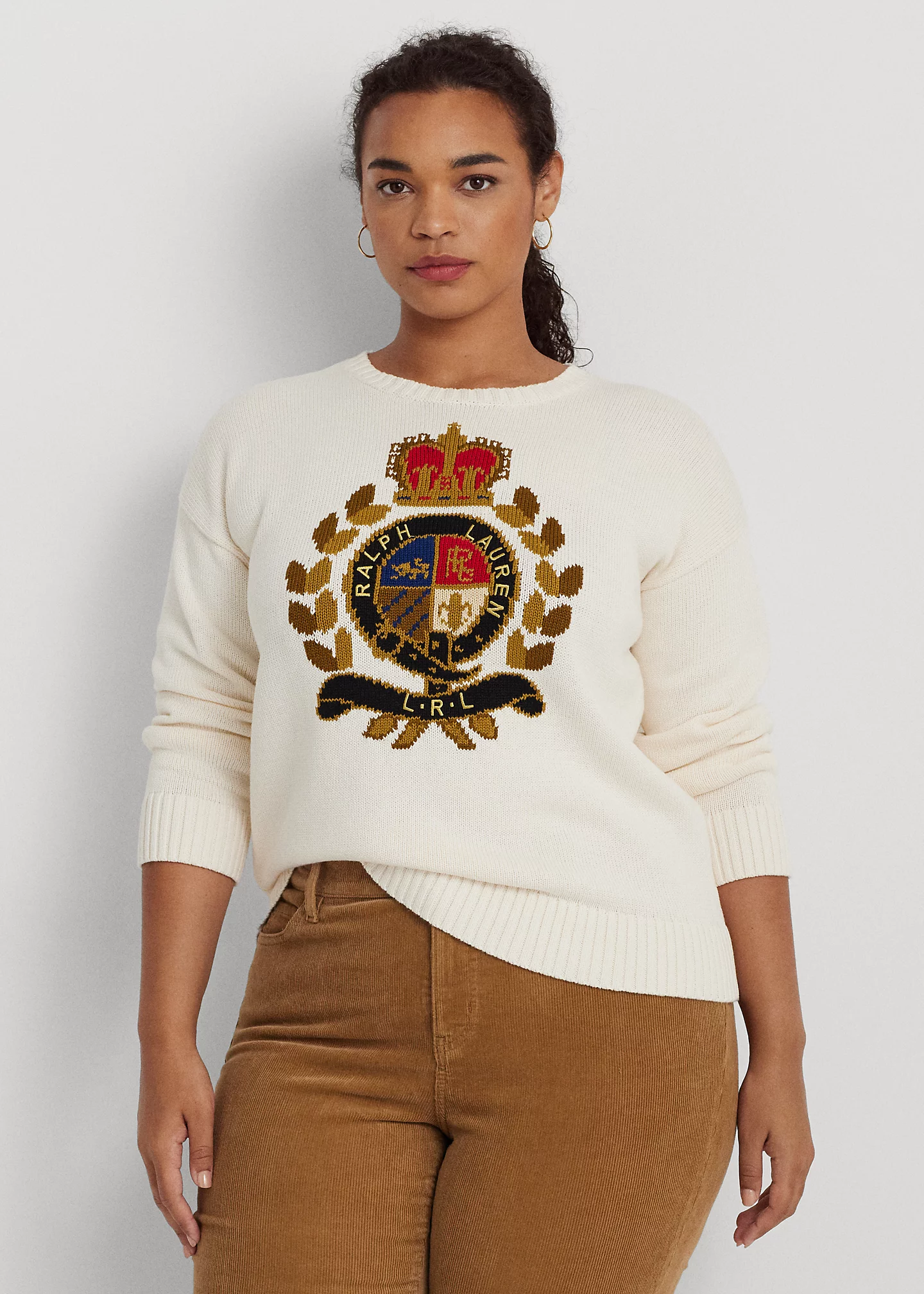 Intarsia-Knit Crest Cotton-Blend Sweater