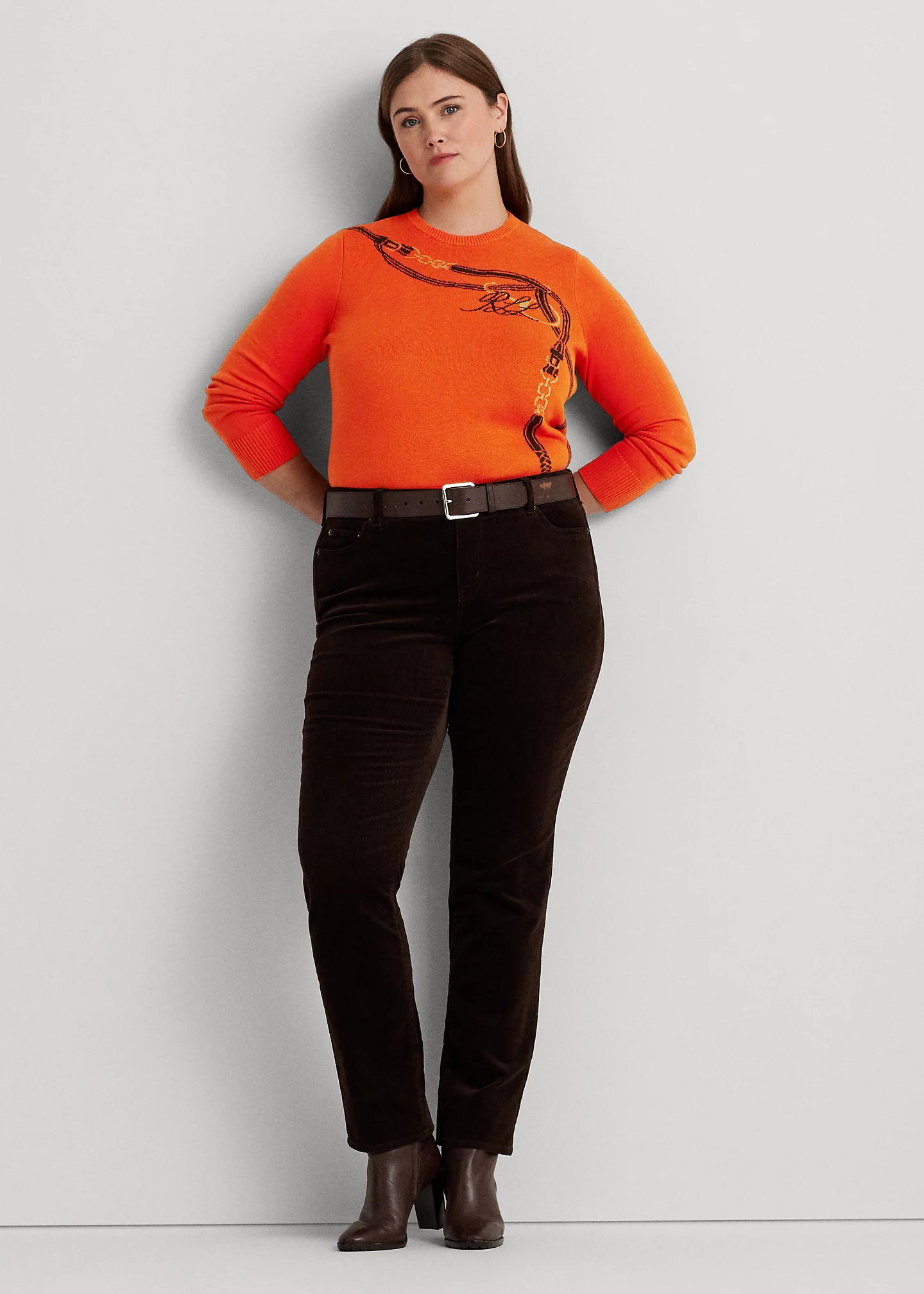 Belting-Motif Cotton-Blend Sweater