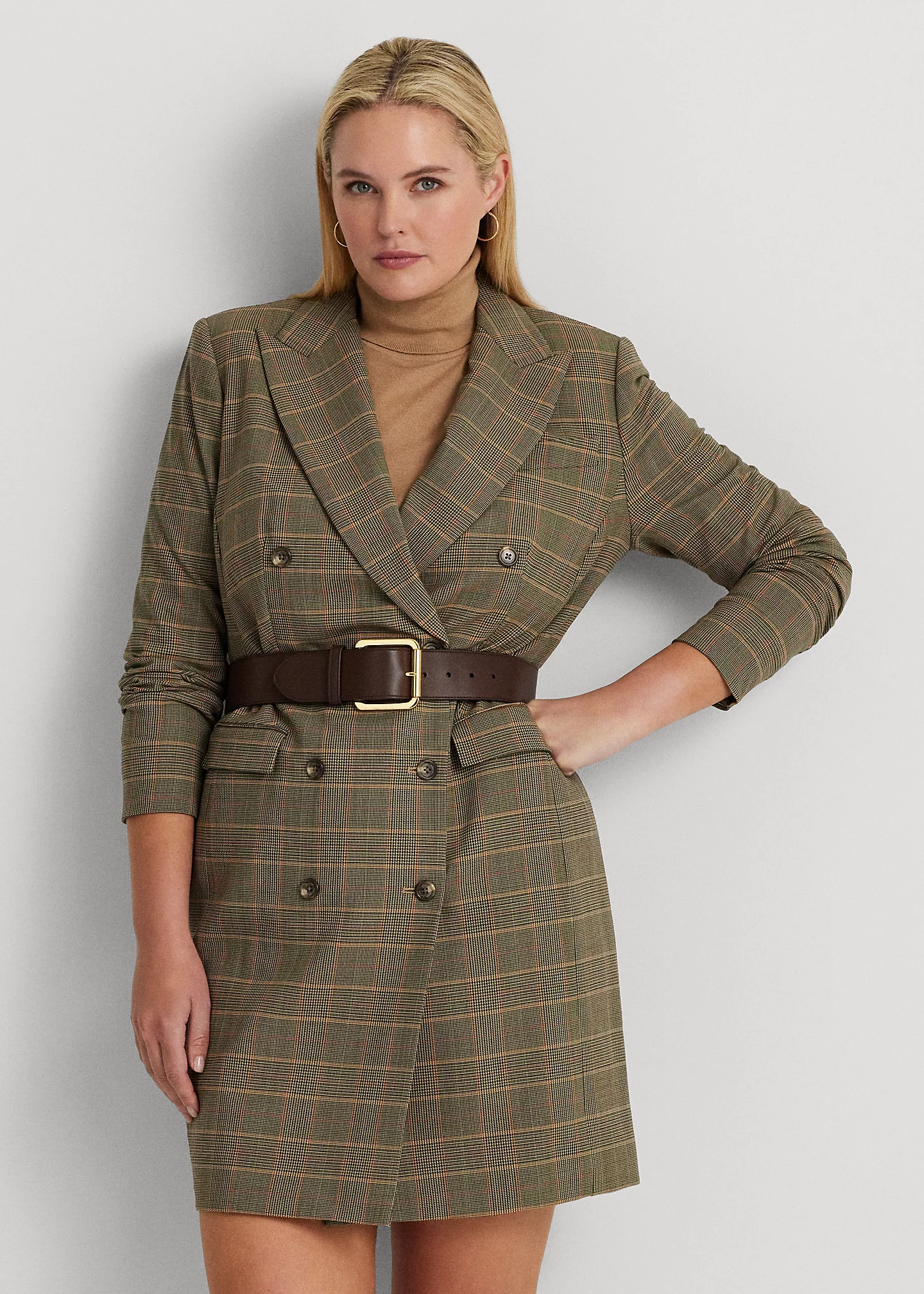 Checked Plaid Wool-Blend Twill Dress