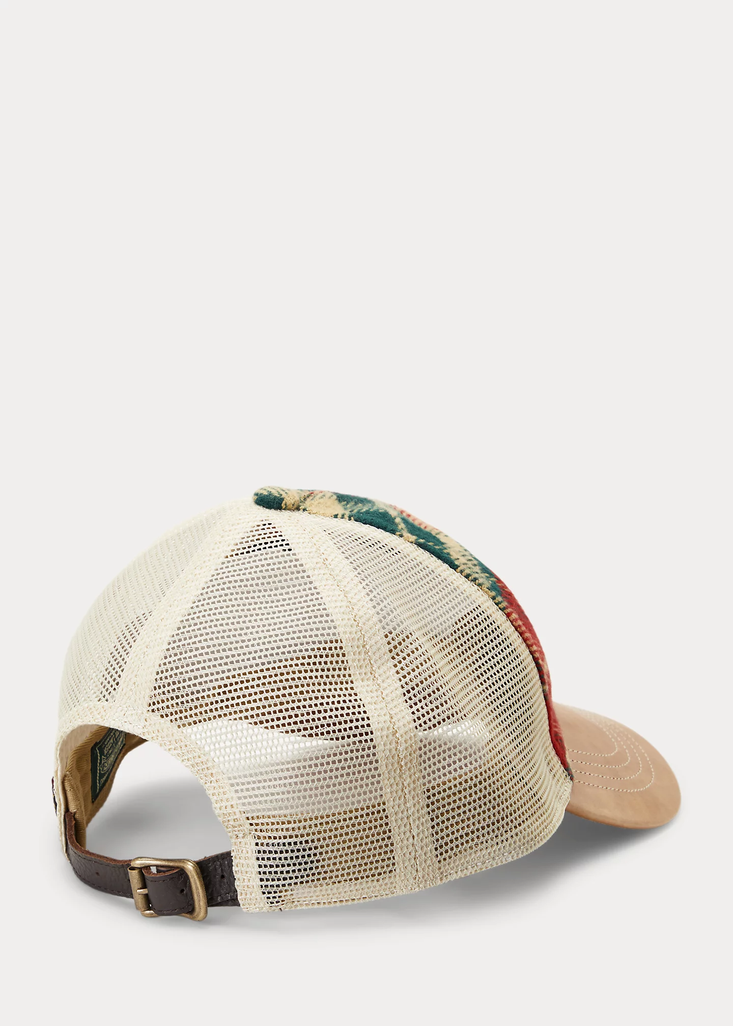 Leather-Bill Plaid Trucker Cap