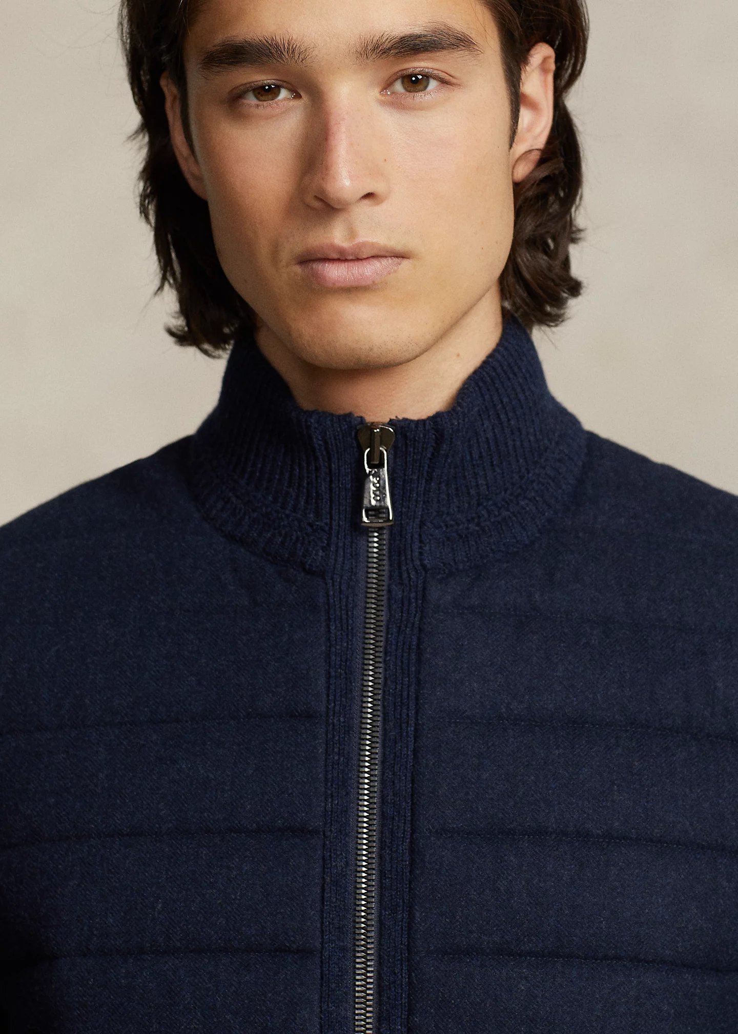 Wool-Cashmere Hybrid Full-Zip Sweater