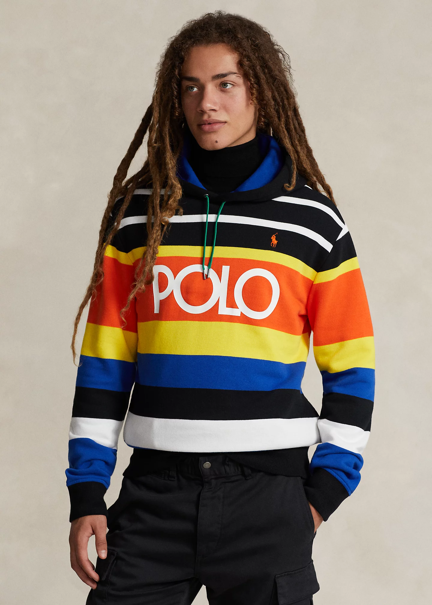 Logo Striped Fleece Hoodie