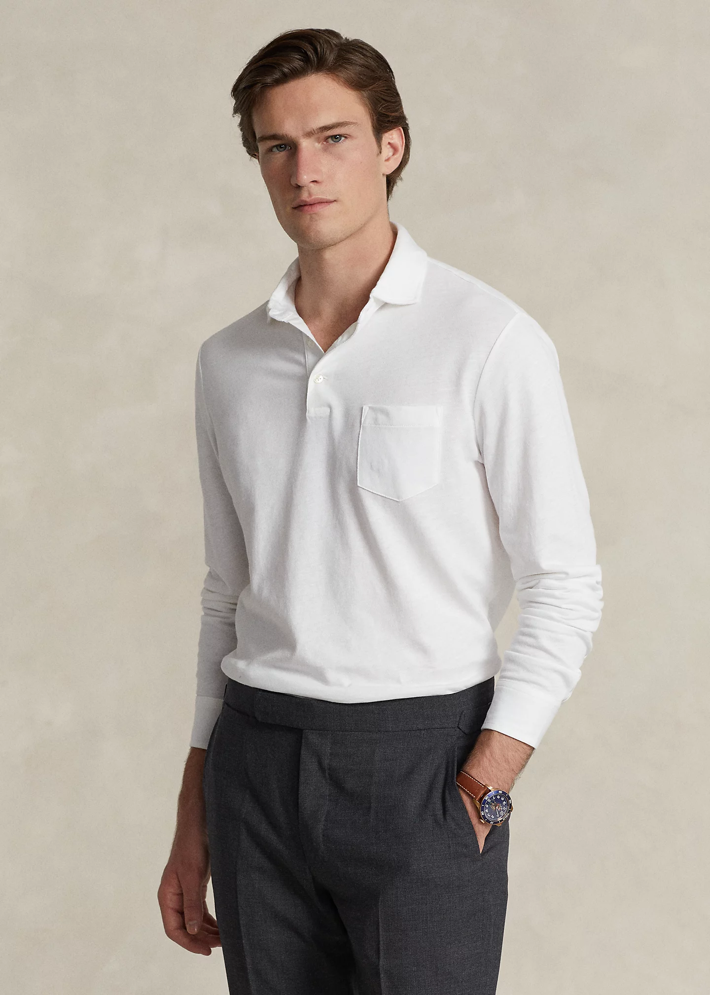 Custom Slim Cotton-Linen Oxford Polo