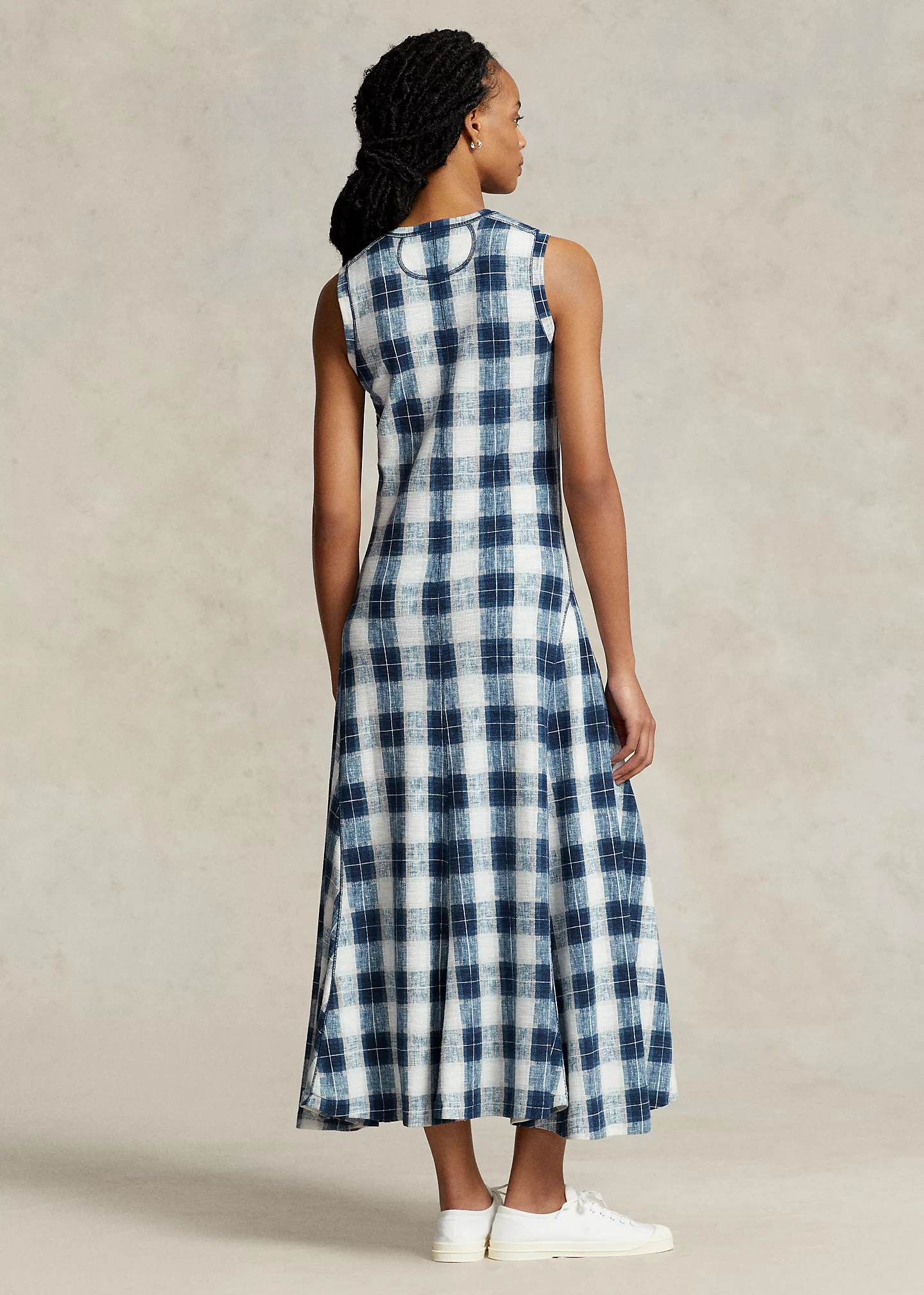 Buffalo Plaid Cotton Henley Dress