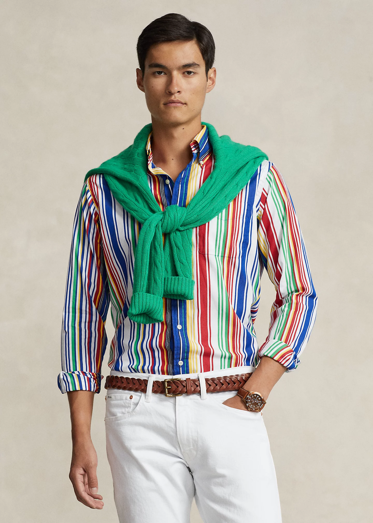 Classic Fit Striped Poplin Shirt