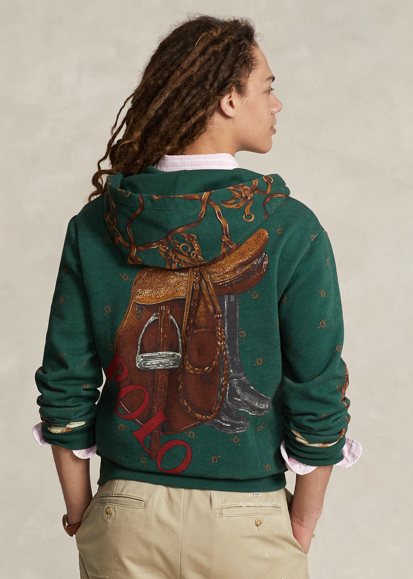 Saddle-Print Fleece Full-Zip Hoodie