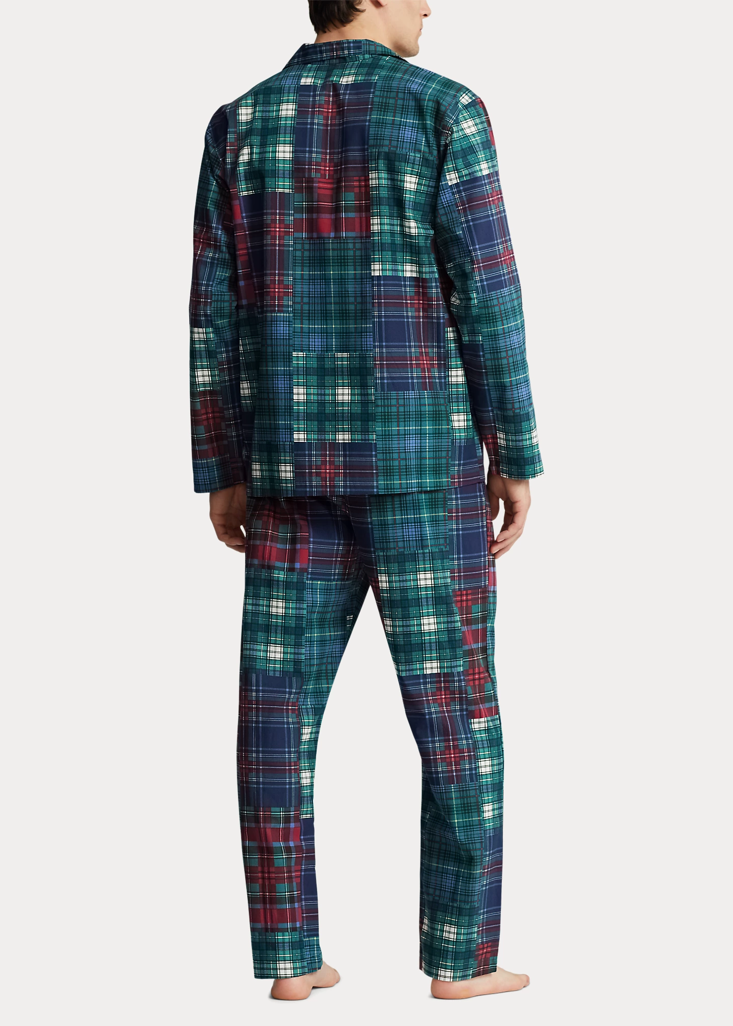 Patchwork Plaid Cotton Pajama Set