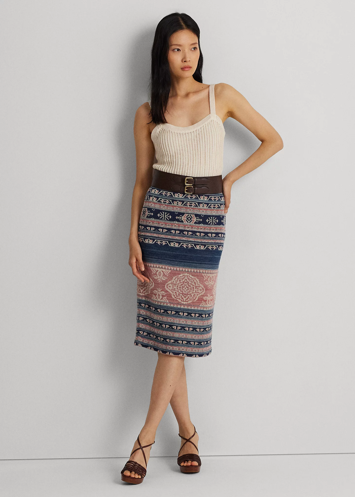 Linen-Blend Rib-Knit Sweater Tank Top