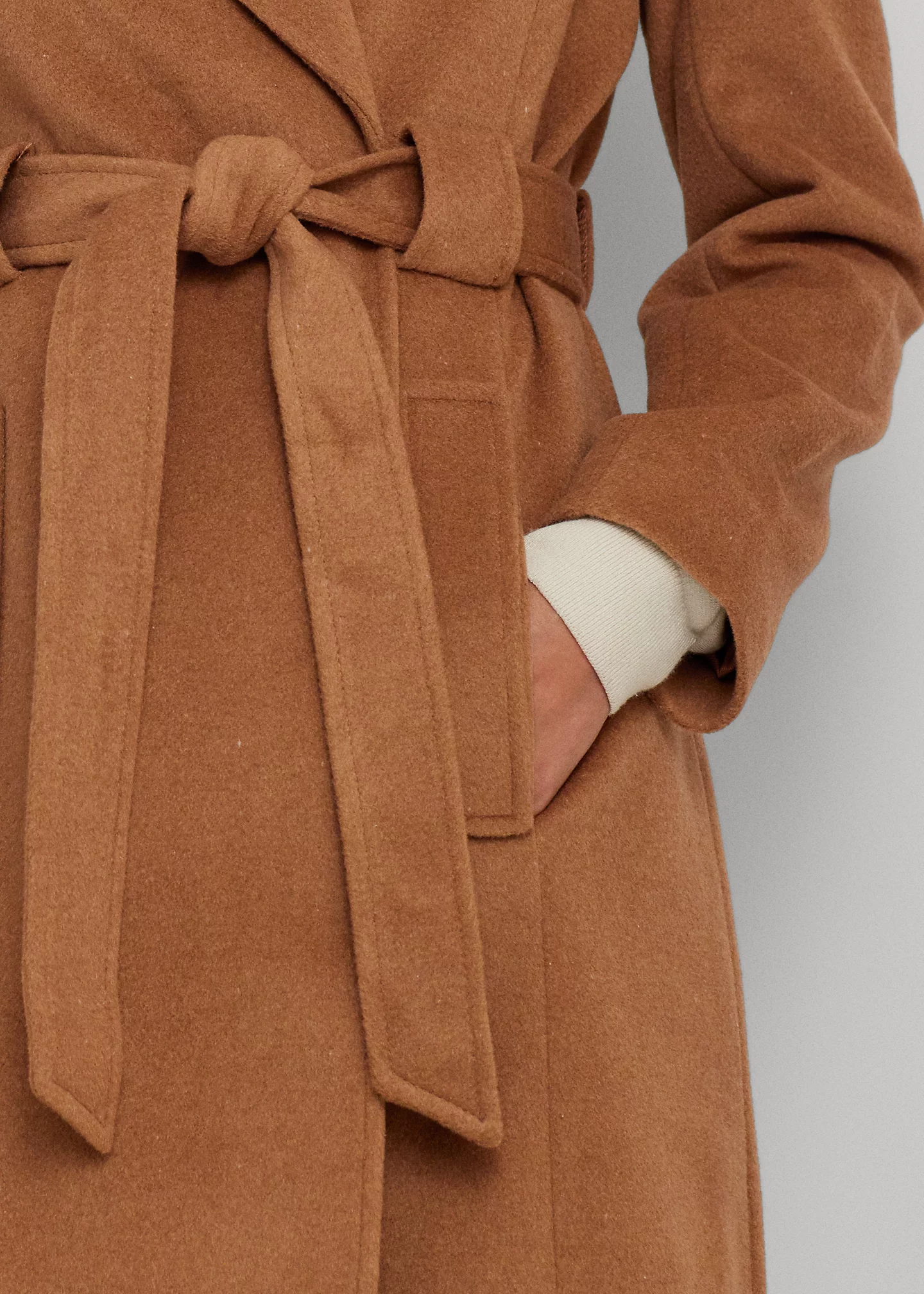 Belted Wool-Blend Wrap Coat