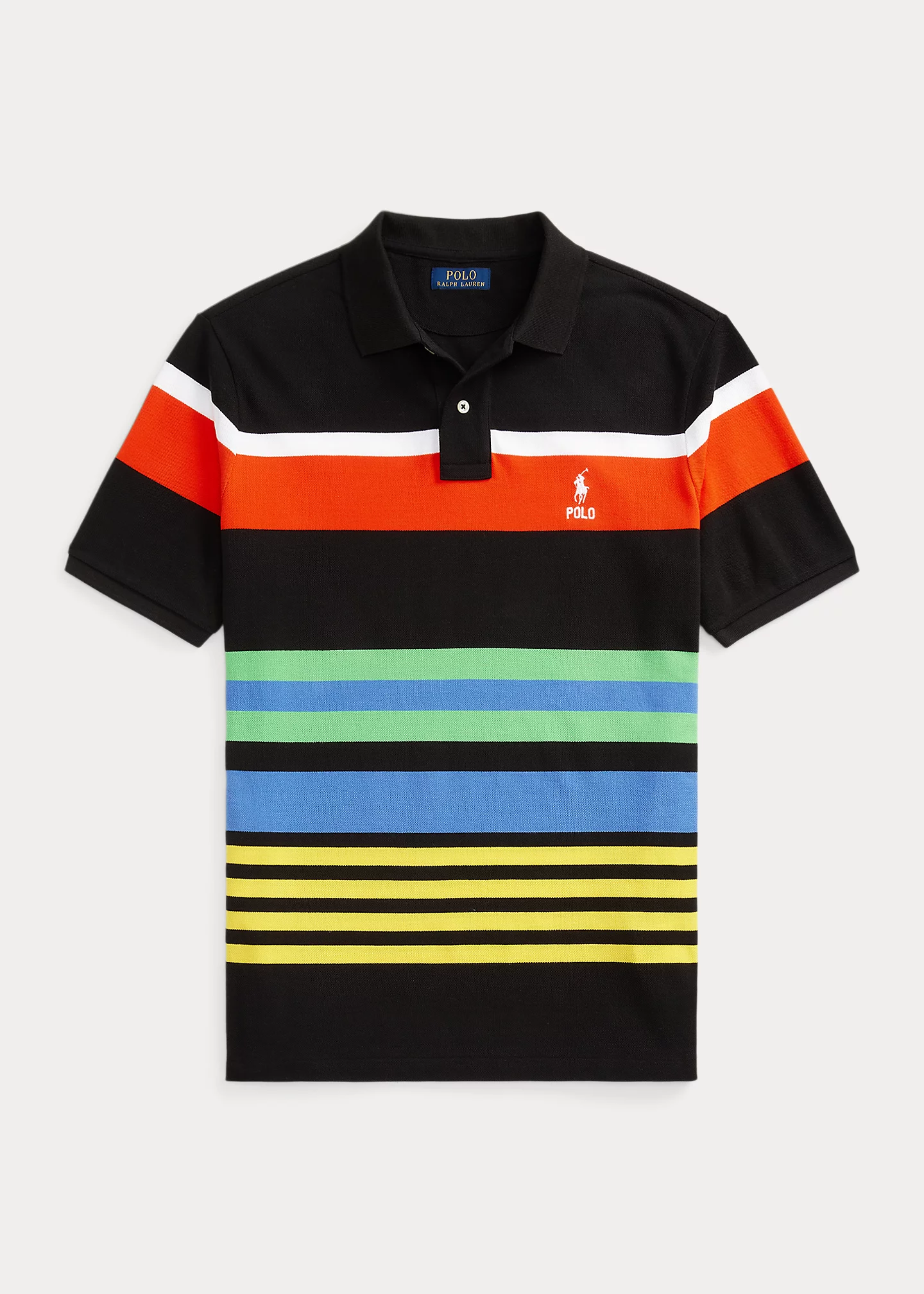 Classic Fit Striped Mesh Polo Shirt