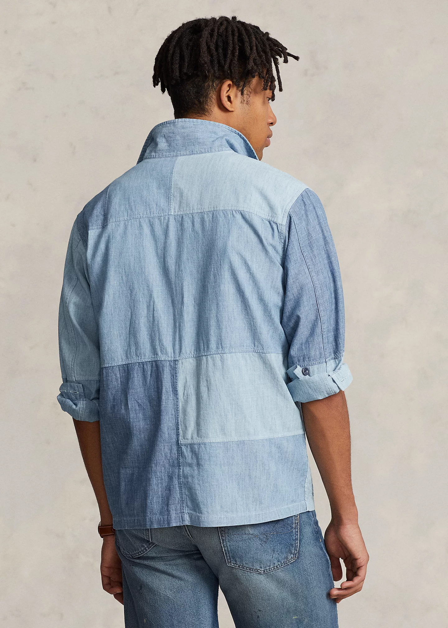 Classic Fit Patchwork Chambray Shirt